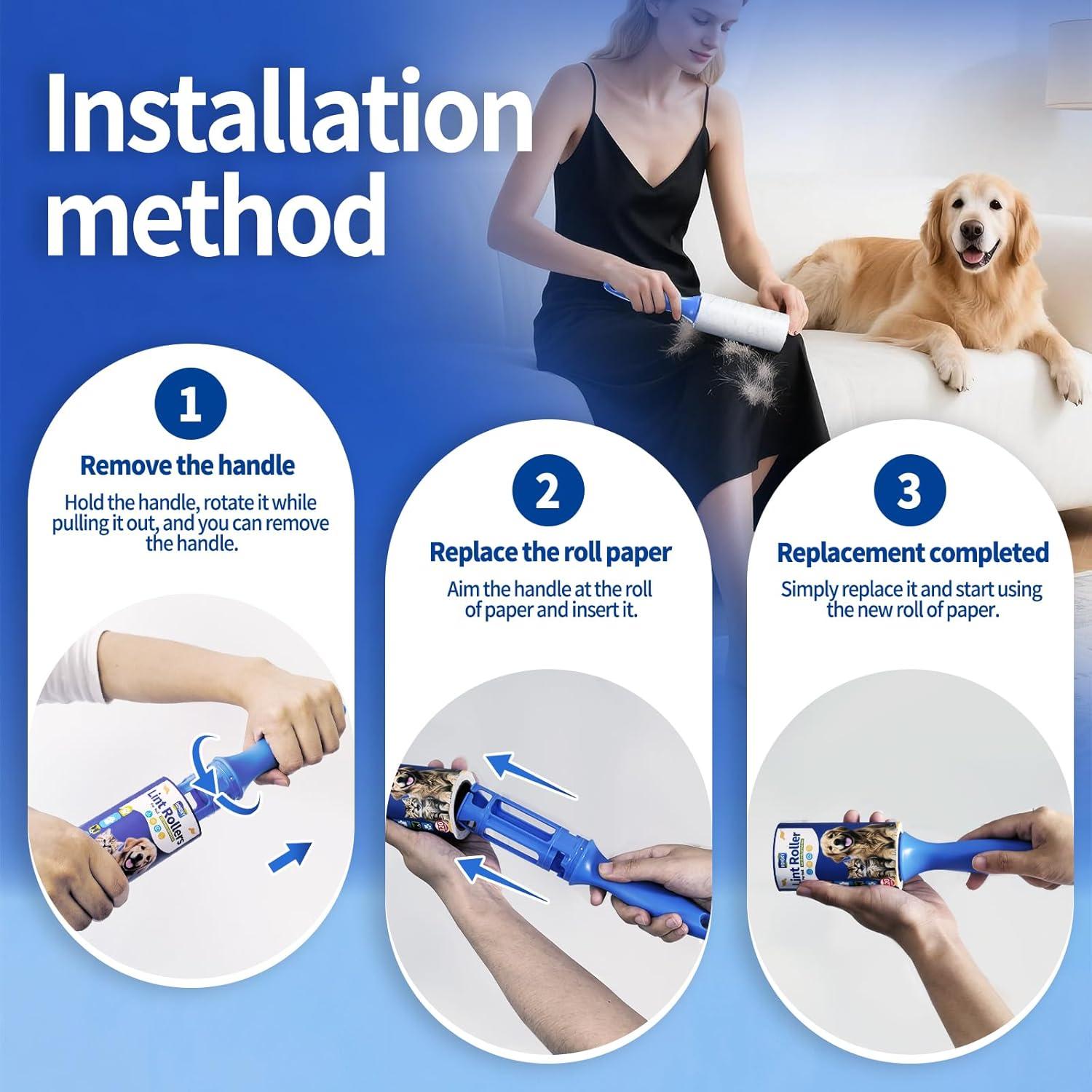 Rodillos para Pelusa Premium 960 Hojas 2 Mangos Alta Resistencia