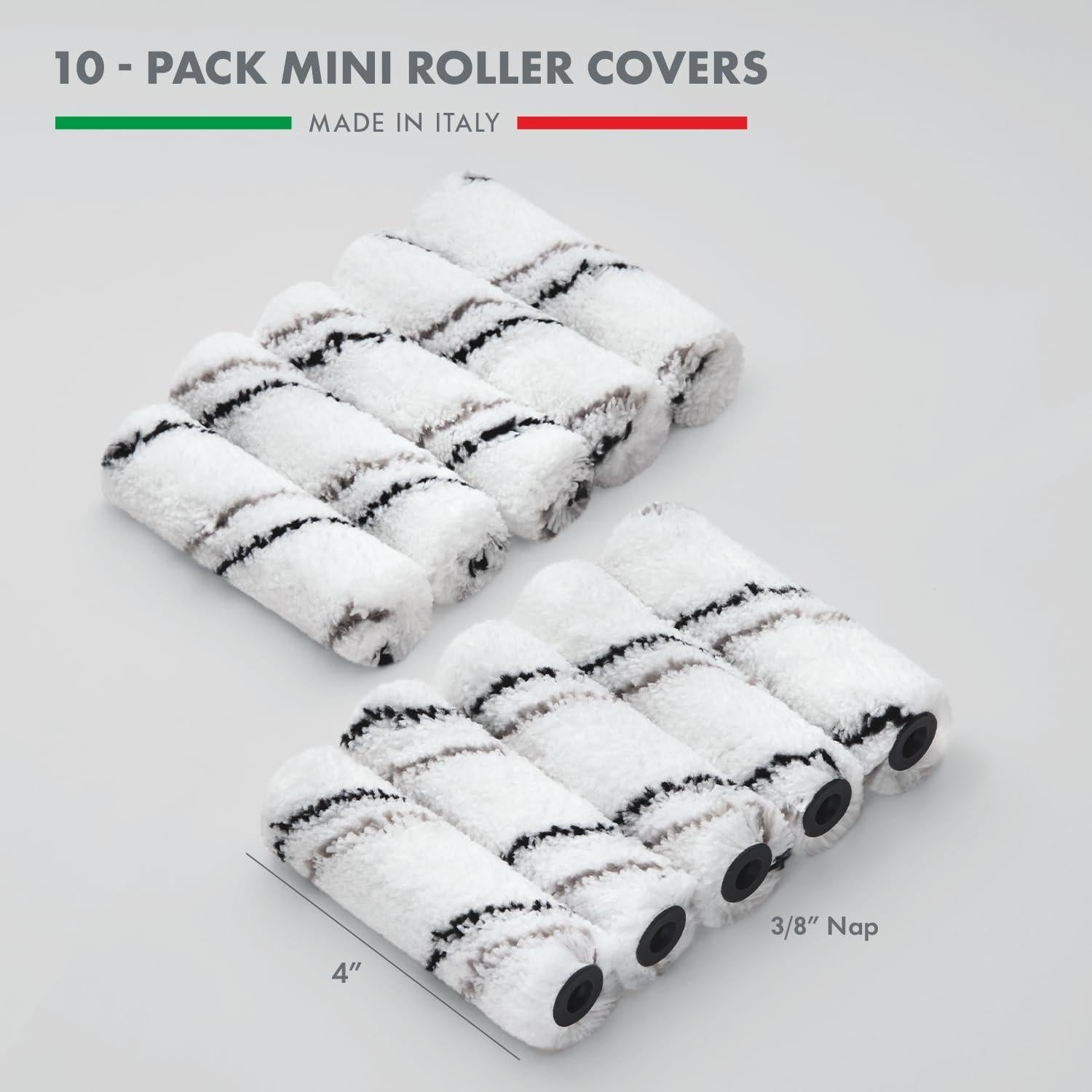 Paquete de 10 cubiertas de rodillo Remolika 10 cm microfibra