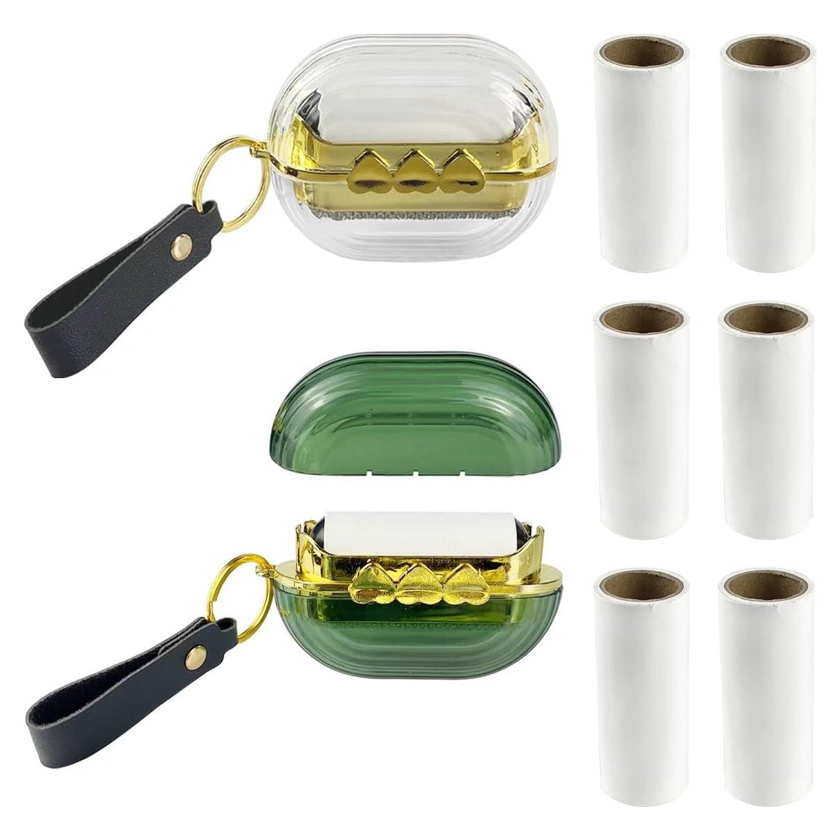 Juego de 2 Rodillos de Pelusa Portátiles Esamploe Verde Gris