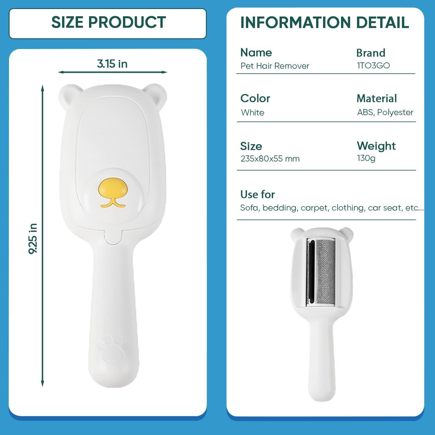 Rodillo Quitapelos Reutilizable 1TO3GO para Mascotas - Blanco