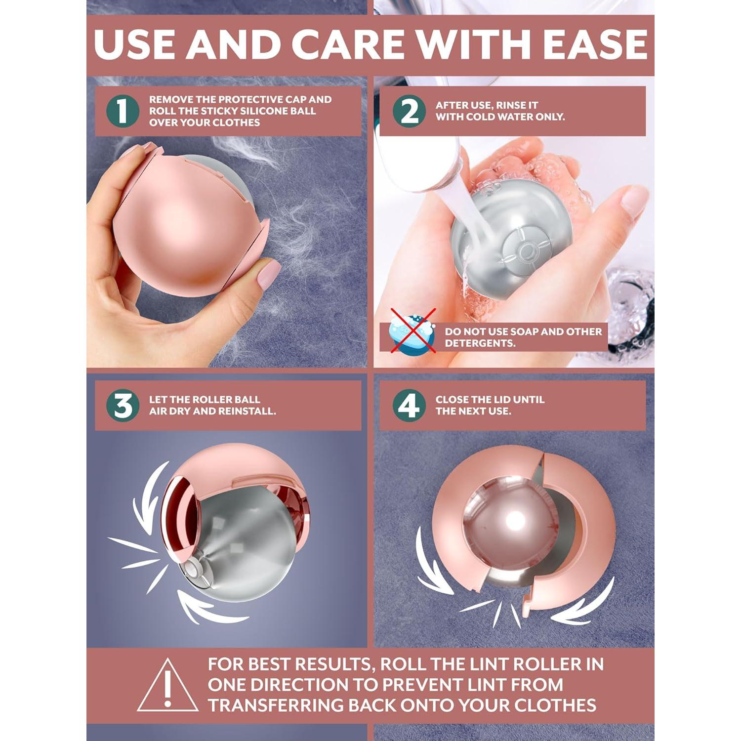 Bolita Quitapelusas Reutilizable Limittique Rosa 6.78 cm