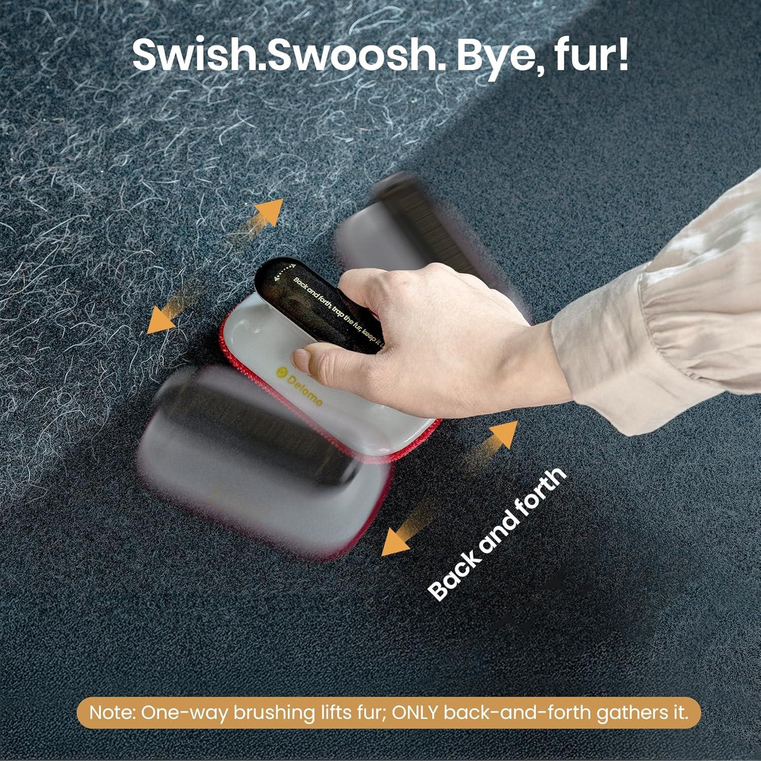 DELOMO Removedor de Pelo de Mascota Portátil 12x7 cm Rojo