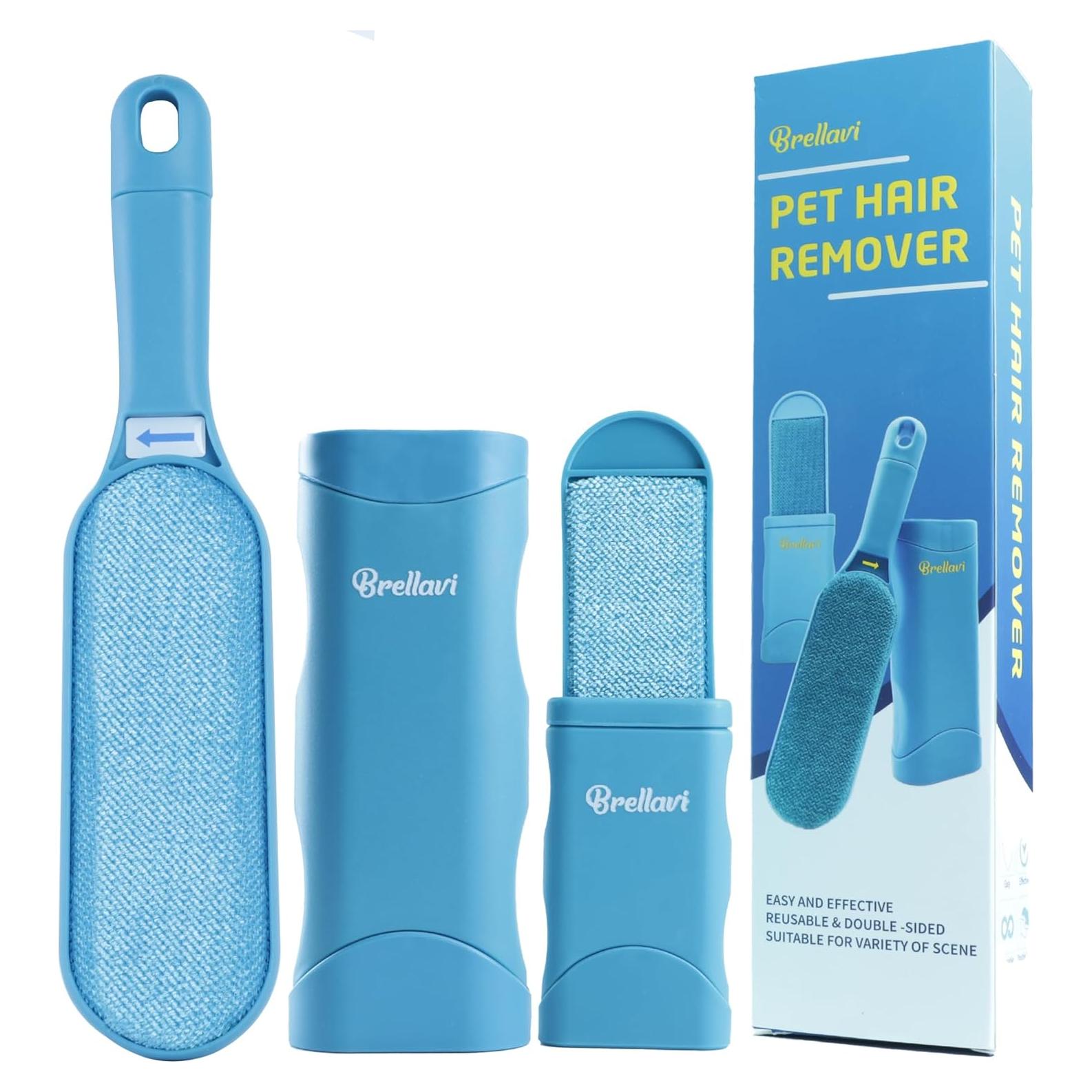 Removedor de Pelo de Mascota Brellavi - Cepillo Autolimpiante Azul