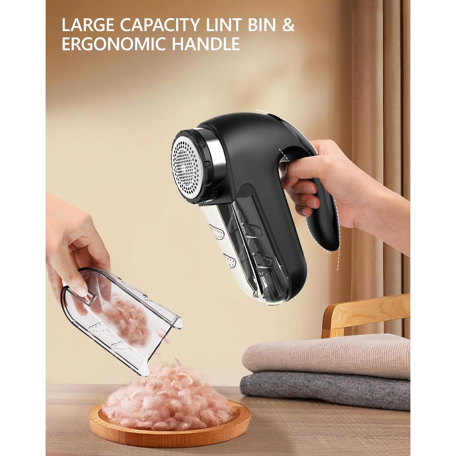 Afeitadora de tela eléctrica Super Lint negra, 2 velocidades, LED