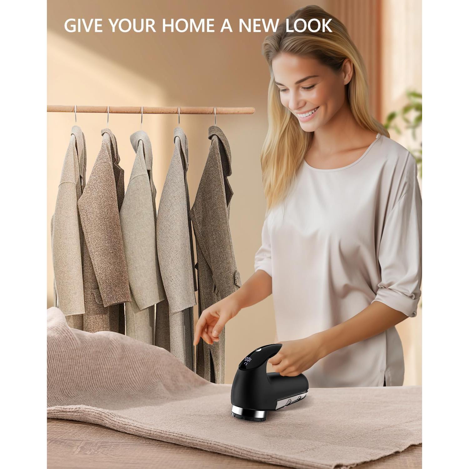 Afeitadora de tela eléctrica Super Lint negra, 2 velocidades, LED