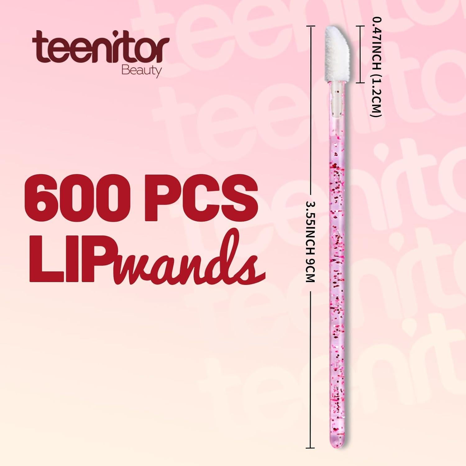 Aplicadores de Labios Desechables Teenitor 600pcs Rosa Cristal