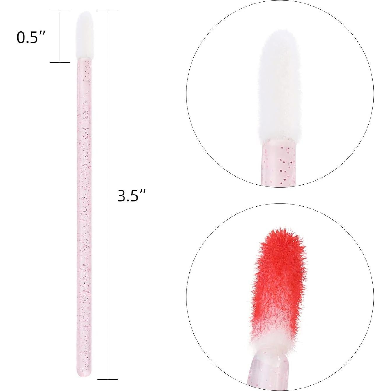 200 Aplicadores de Labios Desechables BTYMS Rosa 9.14 cm