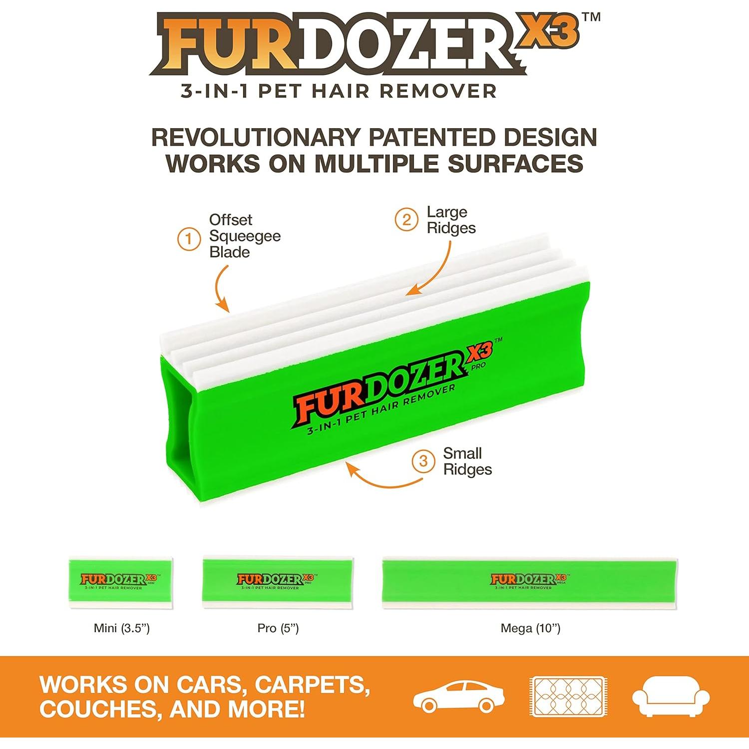 FurDozer X3 PRO Removedor de Pelo de Mascotas Verde 2 Paquete