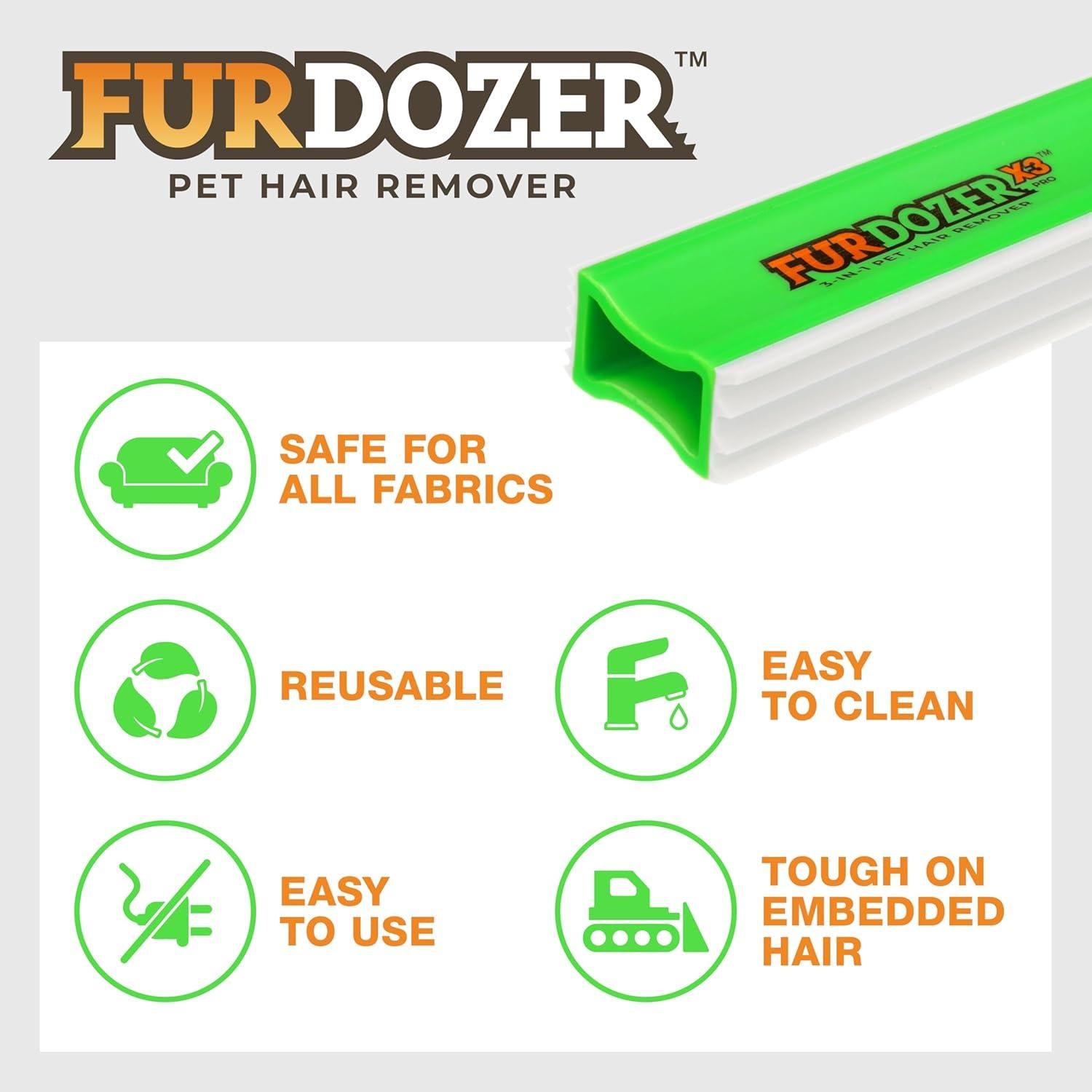 FurDozer X3 PRO Removedor de Pelo de Mascotas Verde 2 Paquete