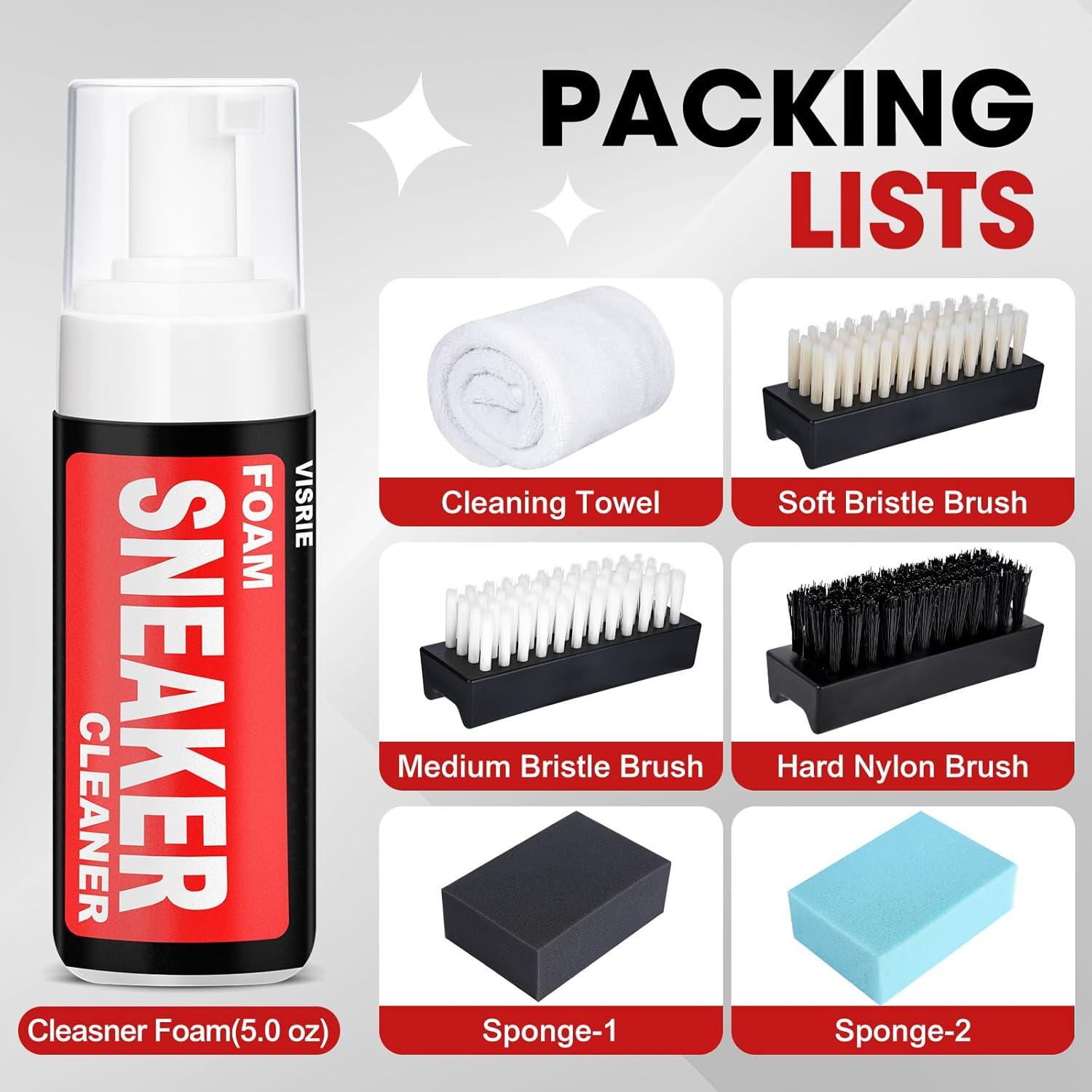 Kit de limpieza de zapatos 7 en 1 con espuma 144 g y cepillos