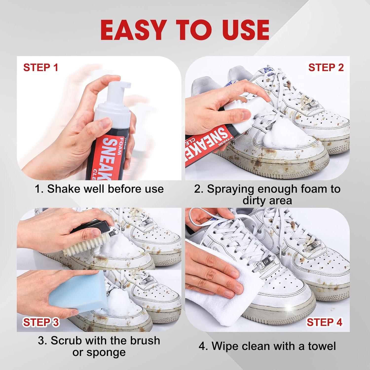 Kit de limpieza de zapatos 7 en 1 con espuma 144 g y cepillos