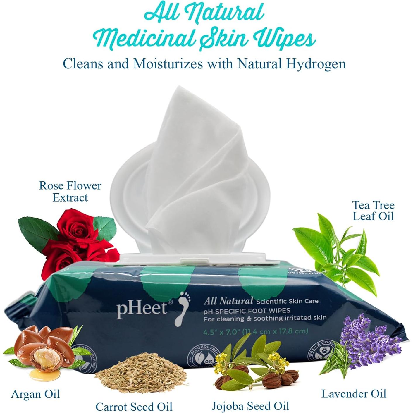 Toallitas para Pies pHeet Antifúngicas y Antibacterianas 72ct