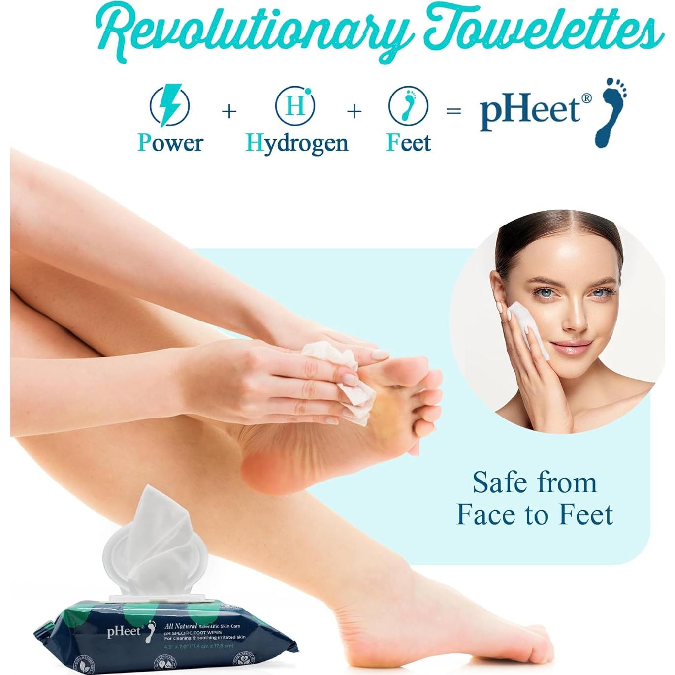 Toallitas para Pies pHeet Antifúngicas y Antibacterianas 72ct