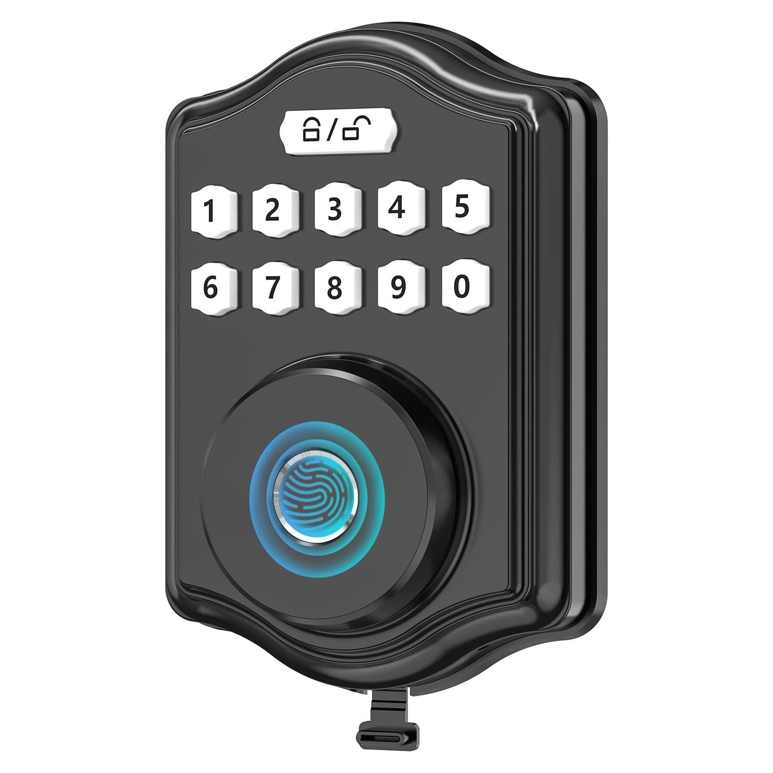 Cerradura Biométrica 52HZ con Huella y Teclado, Negra