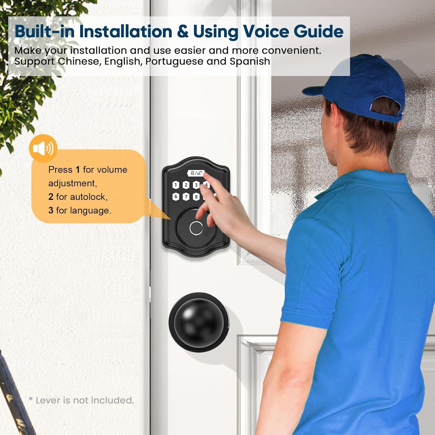 Cerradura Biométrica 52HZ con Huella y Teclado, Negra