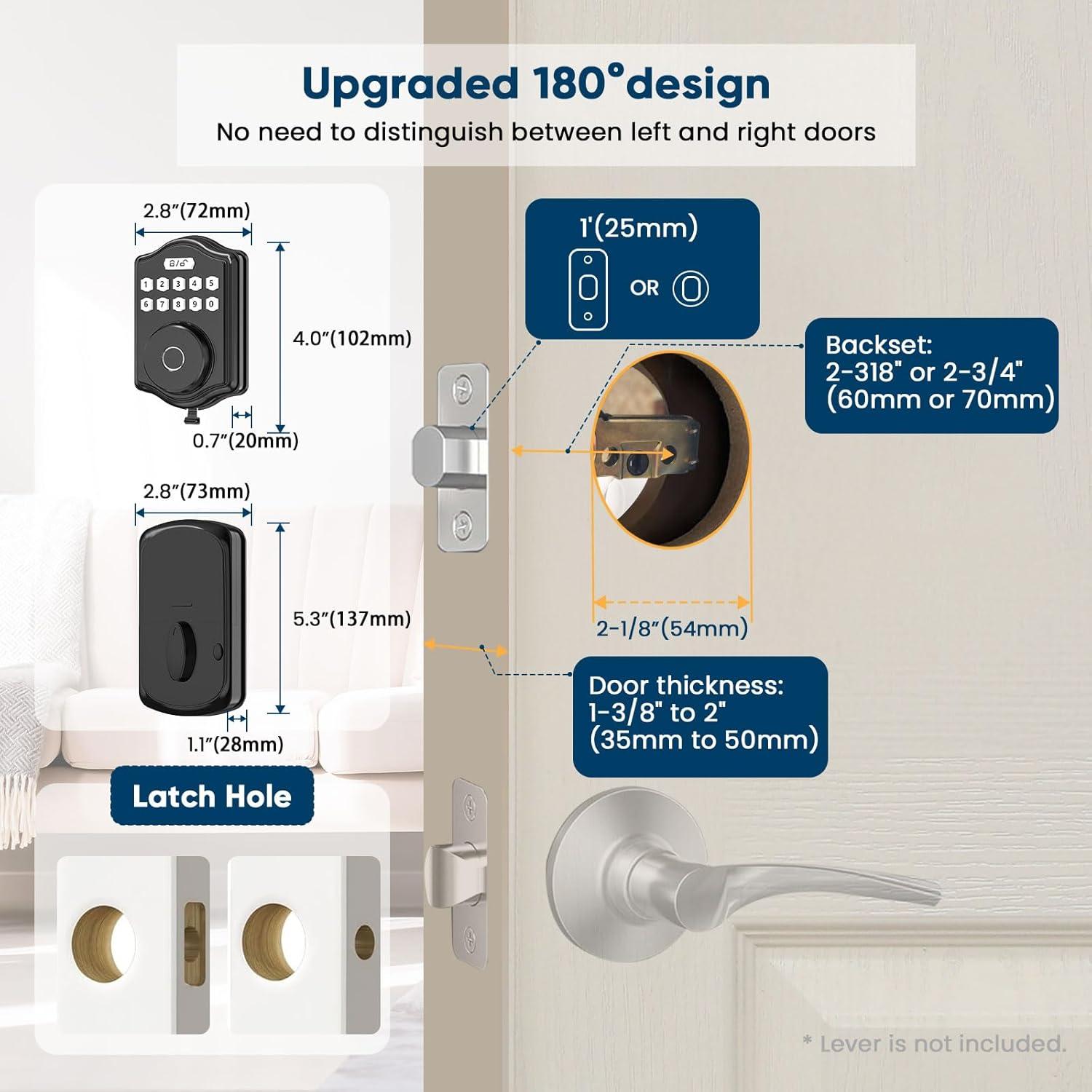 Cerradura Biométrica 52HZ con Huella y Teclado, Negra