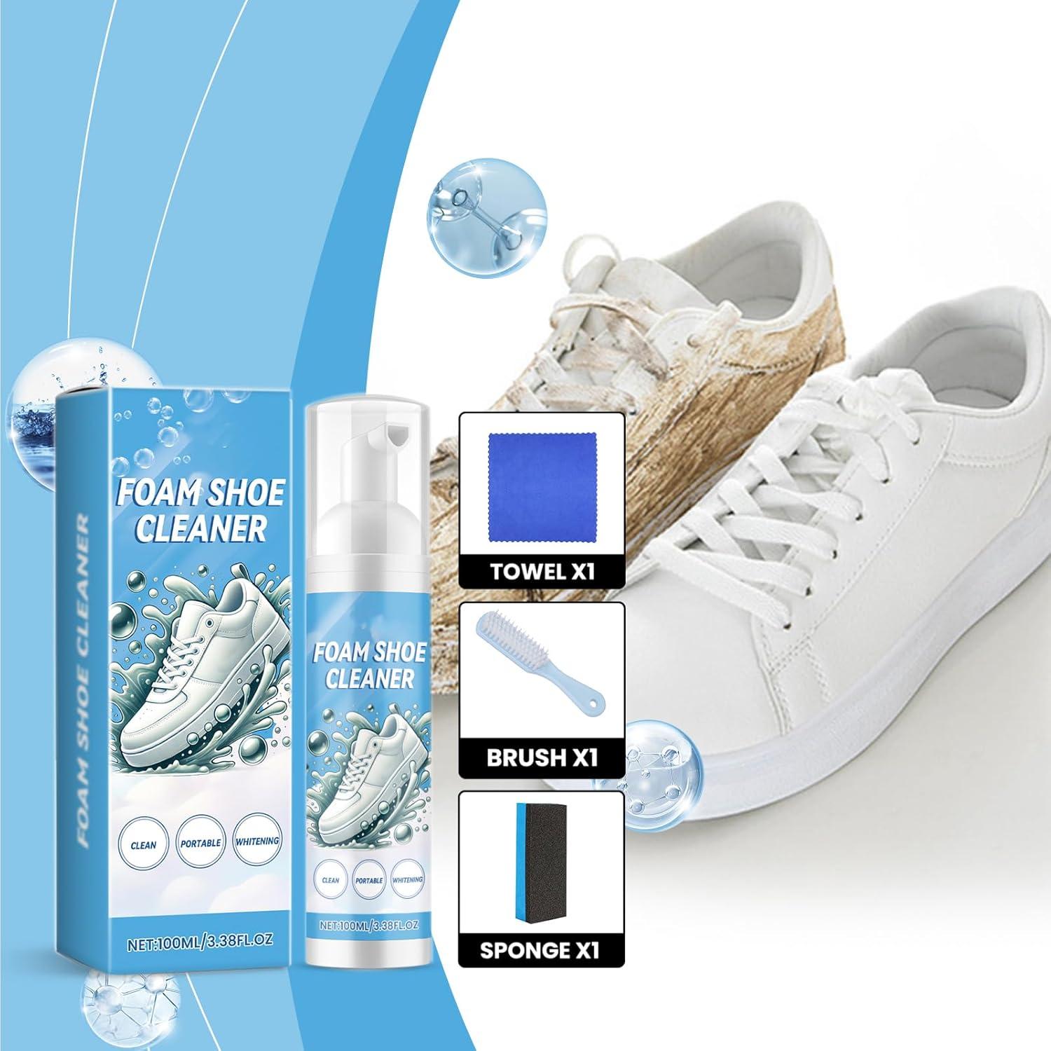 Kit Limpiador de Zapatos Blancos - Espuma y Cepillo Multiusos