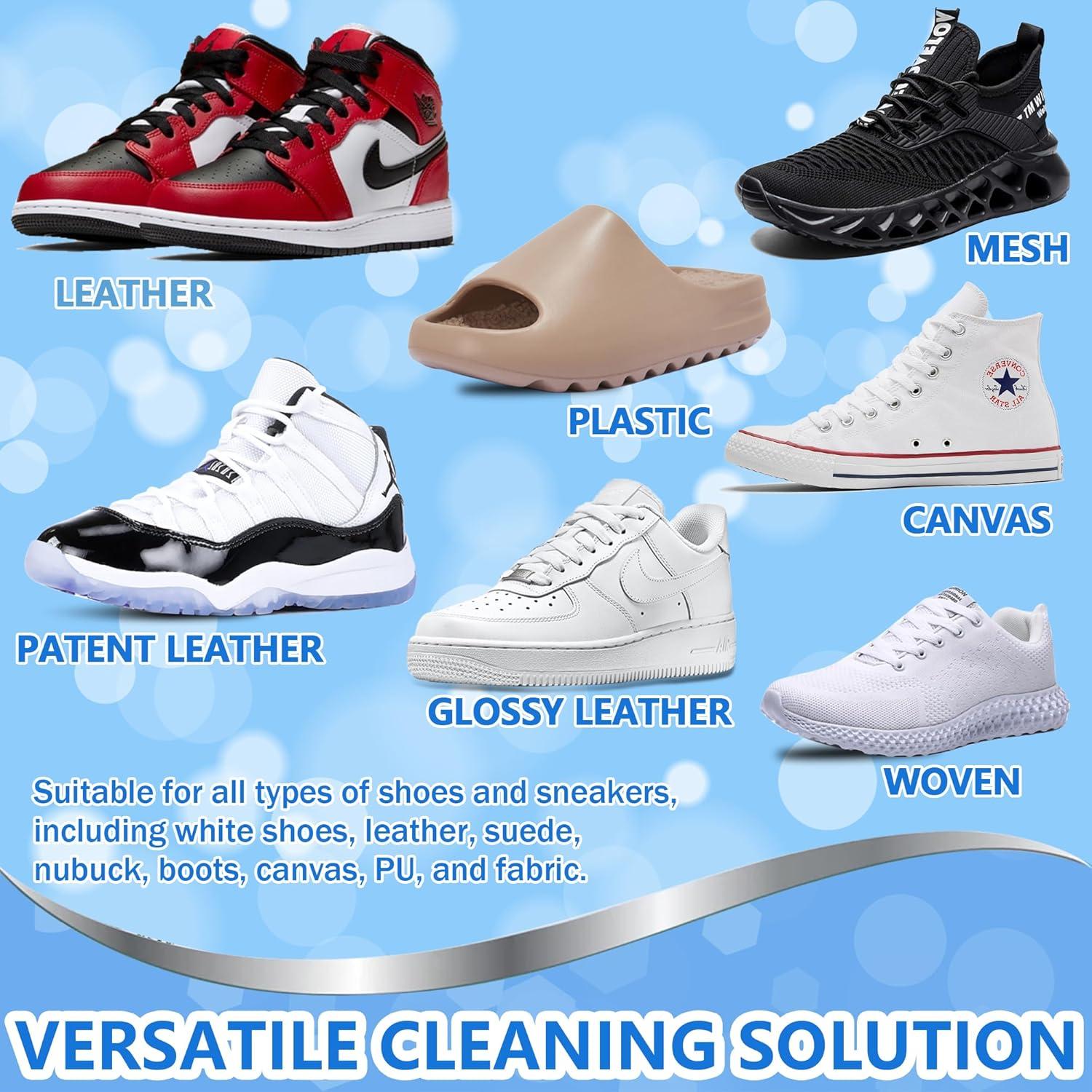 Kit de Limpieza de Zapatos Blanco 240 ml con Cepillos y Toalla