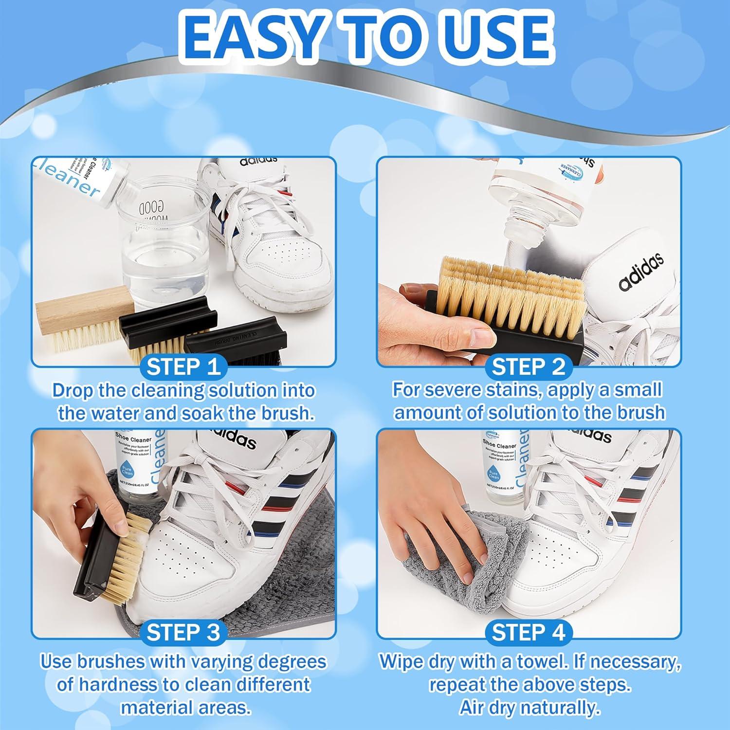 Kit de Limpieza de Zapatos Blanco 240 ml con Cepillos y Toalla