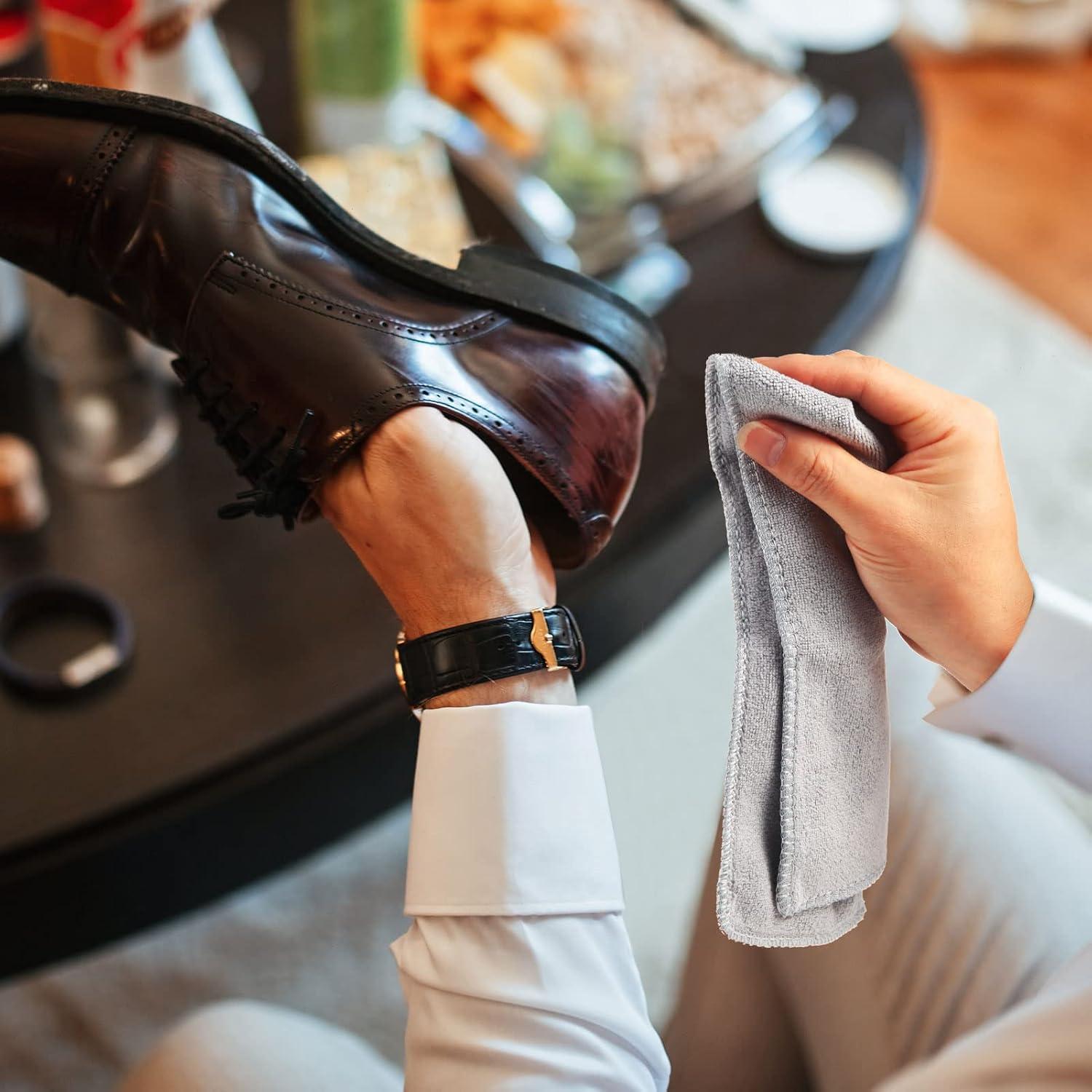 Kit de 10 Paños de Microfibra para Brillar Zapatos - Gris