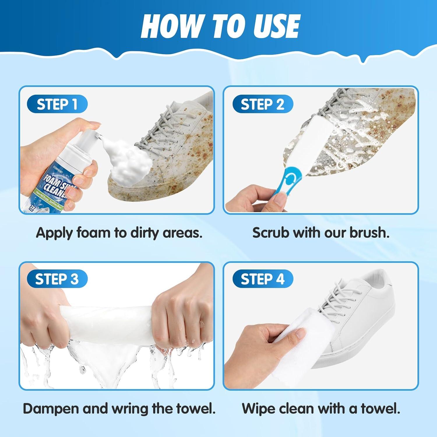 Kit de Limpieza de Zapatos Blancos GLOWPOINT 200 ml con Cepillo