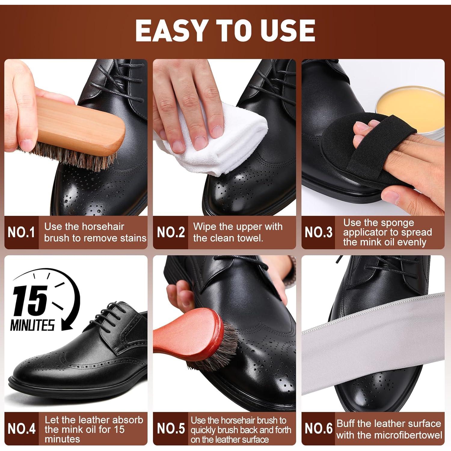 Kit de Cuidado para Botas de Cuero 6 en 1 Aceite de Visión 100% Natural