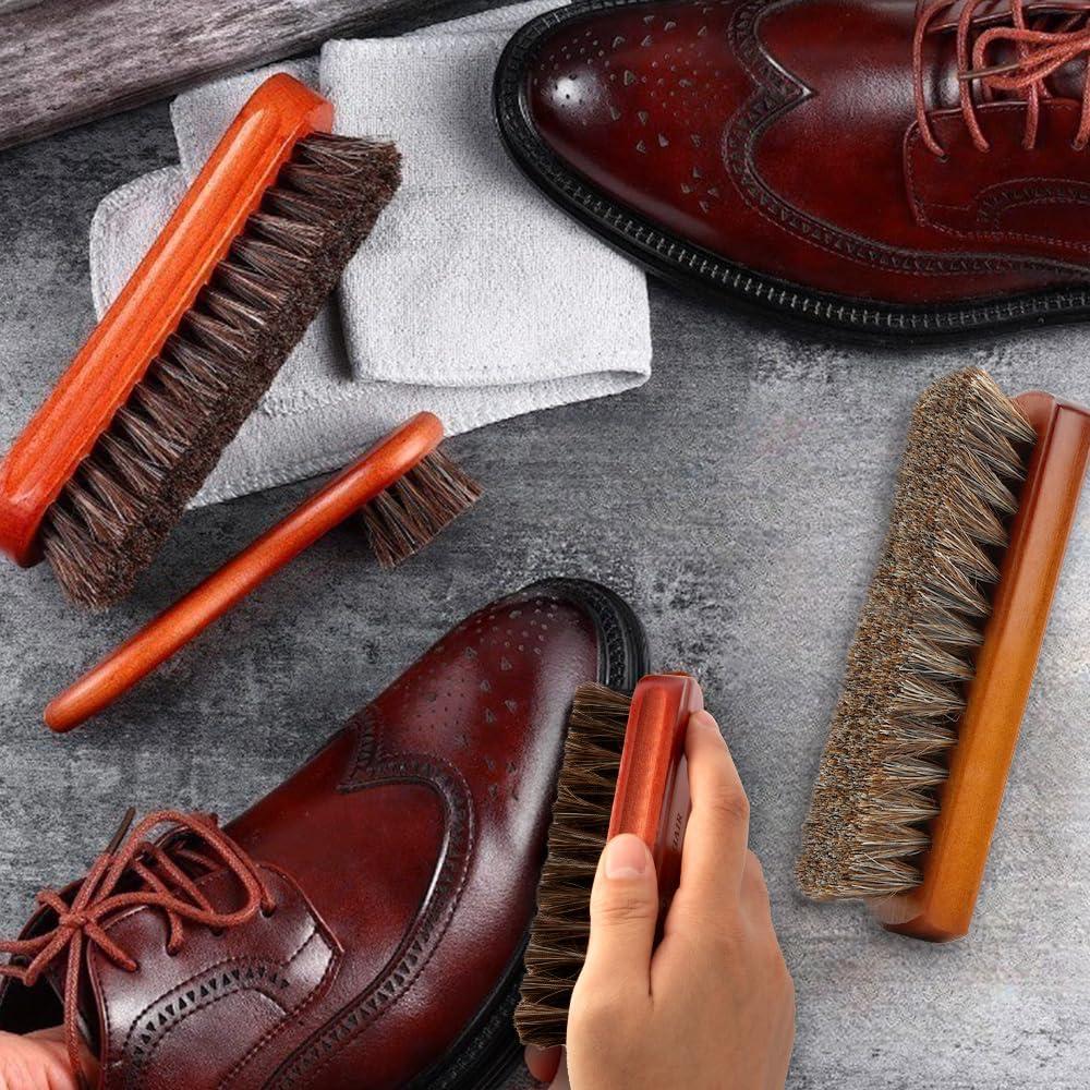 Cepillo para zapatos Liwidon 2 piezas crin de caballo 13.5cm