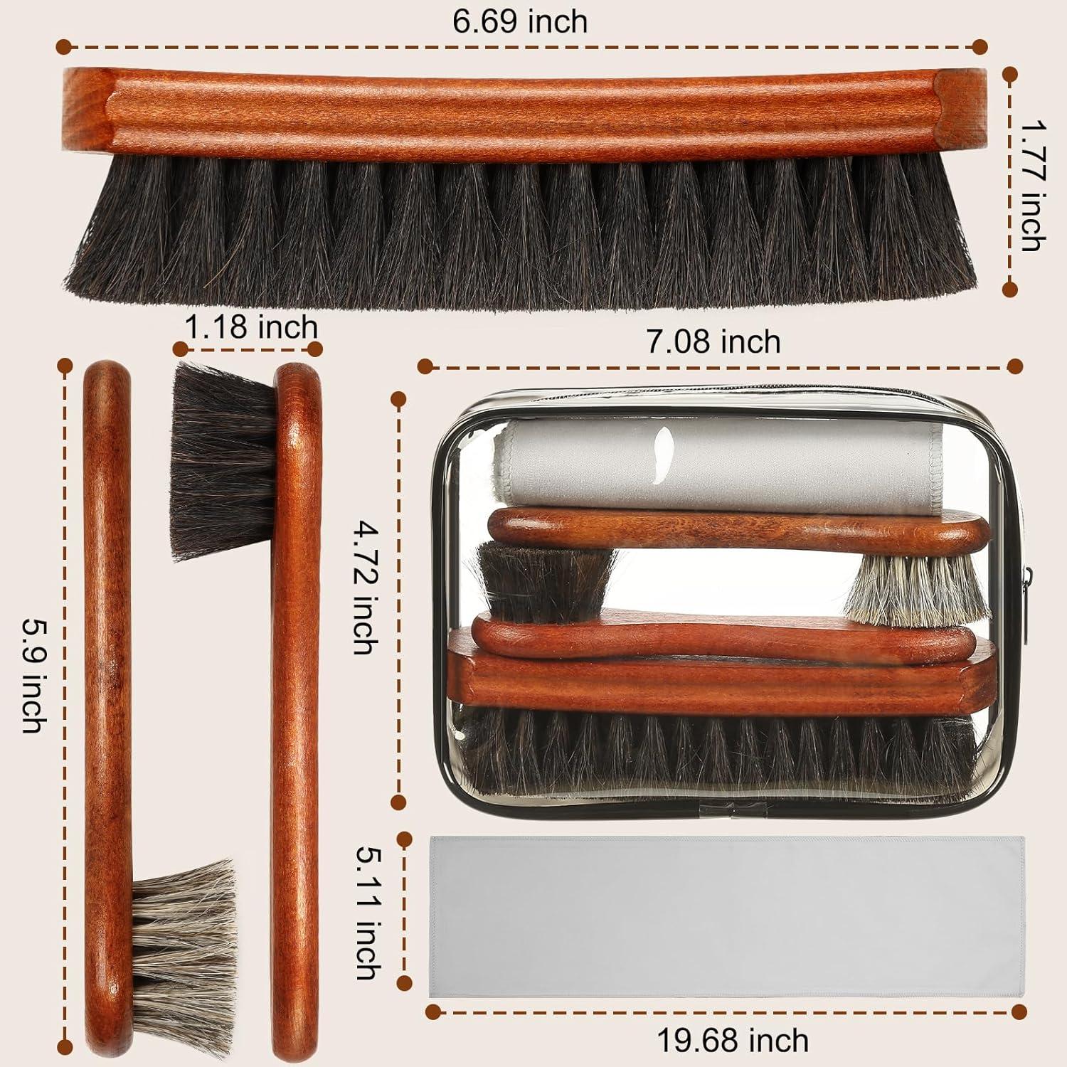 Juego de 4 cepillos para zapatos Pylevemv - Pelo de caballo