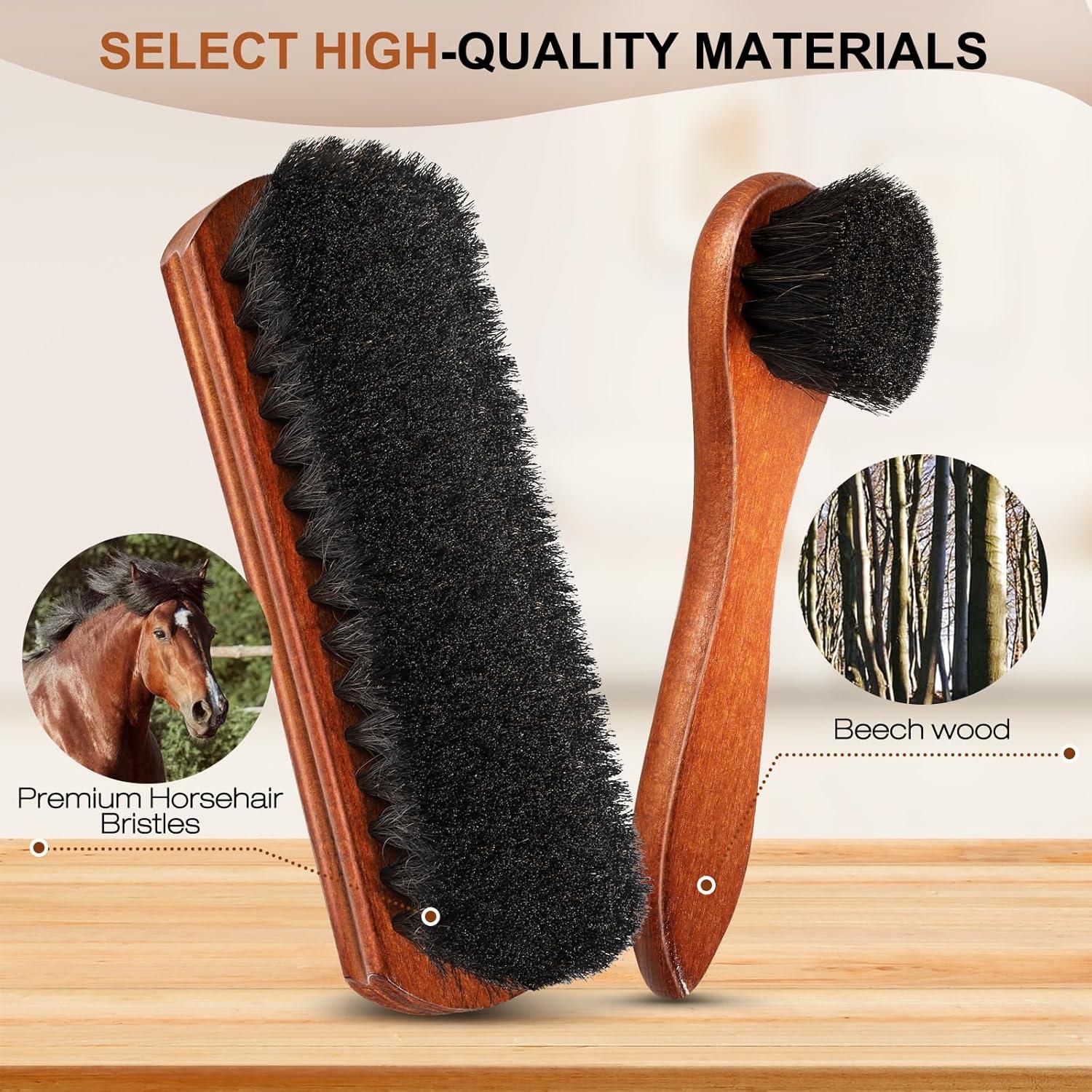 Juego de 4 cepillos para zapatos Pylevemv - Pelo de caballo