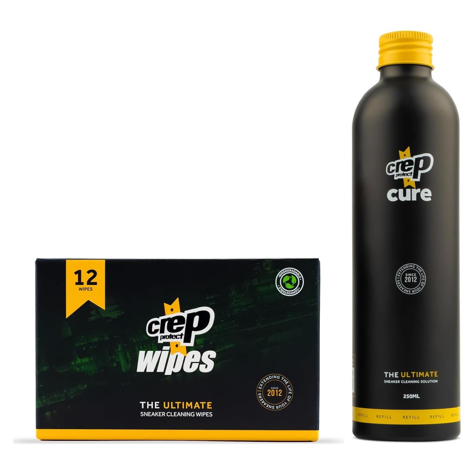 Toallitas de limpieza biodegradables Crep Protect y limpiador Cure