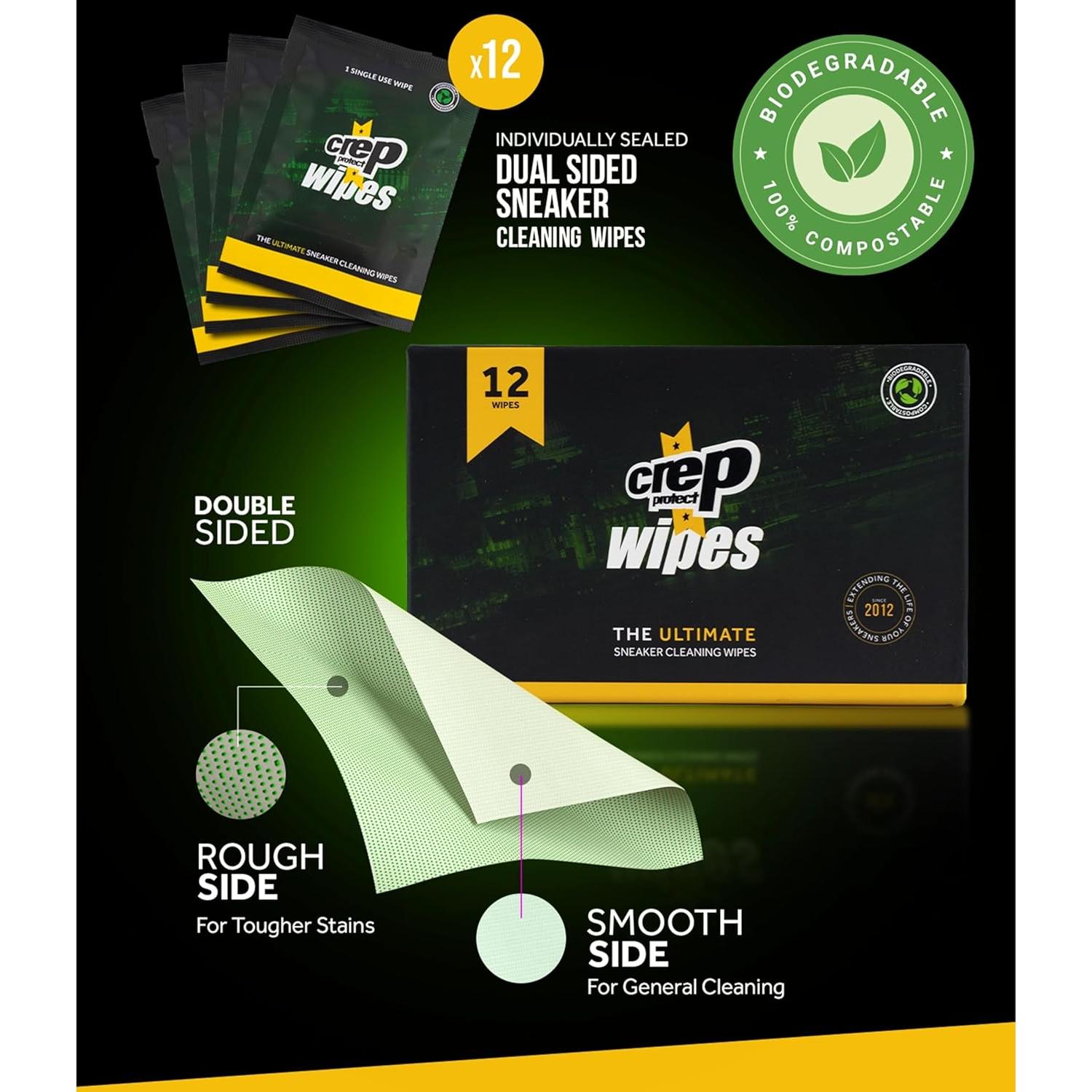 Toallitas de limpieza biodegradables Crep Protect y limpiador Cure