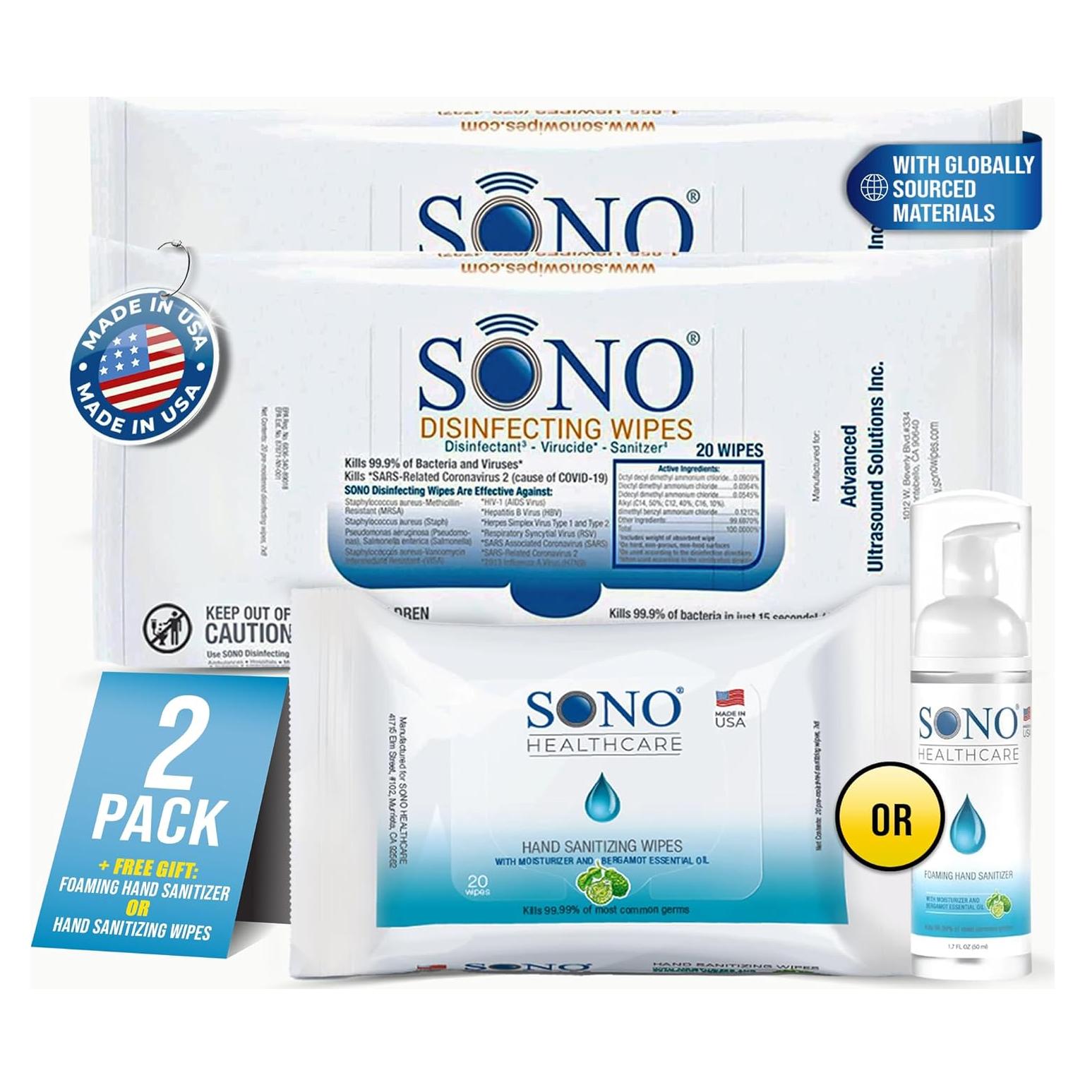 Toallitas Desinfectantes SONO - 40 Unidades + Kit de Limpieza