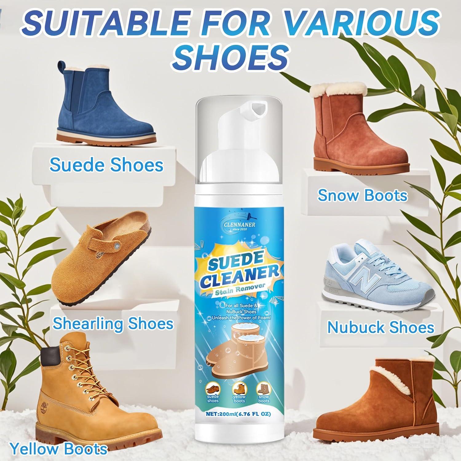 Limpiador de Zapatos de Ante Clennaner 200ml con Cepillo y Toalla