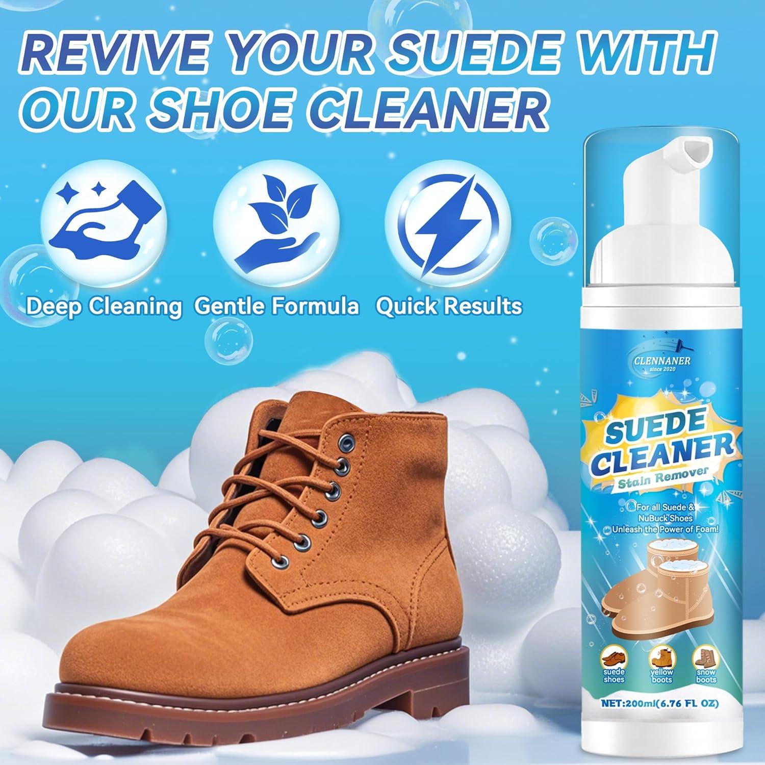 Limpiador de Zapatos de Ante Clennaner 200ml con Cepillo y Toalla