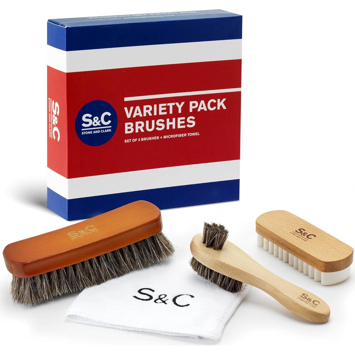 Kit de Cepillos para Zapatos Stone and Clark - 4 en 1 con Paño