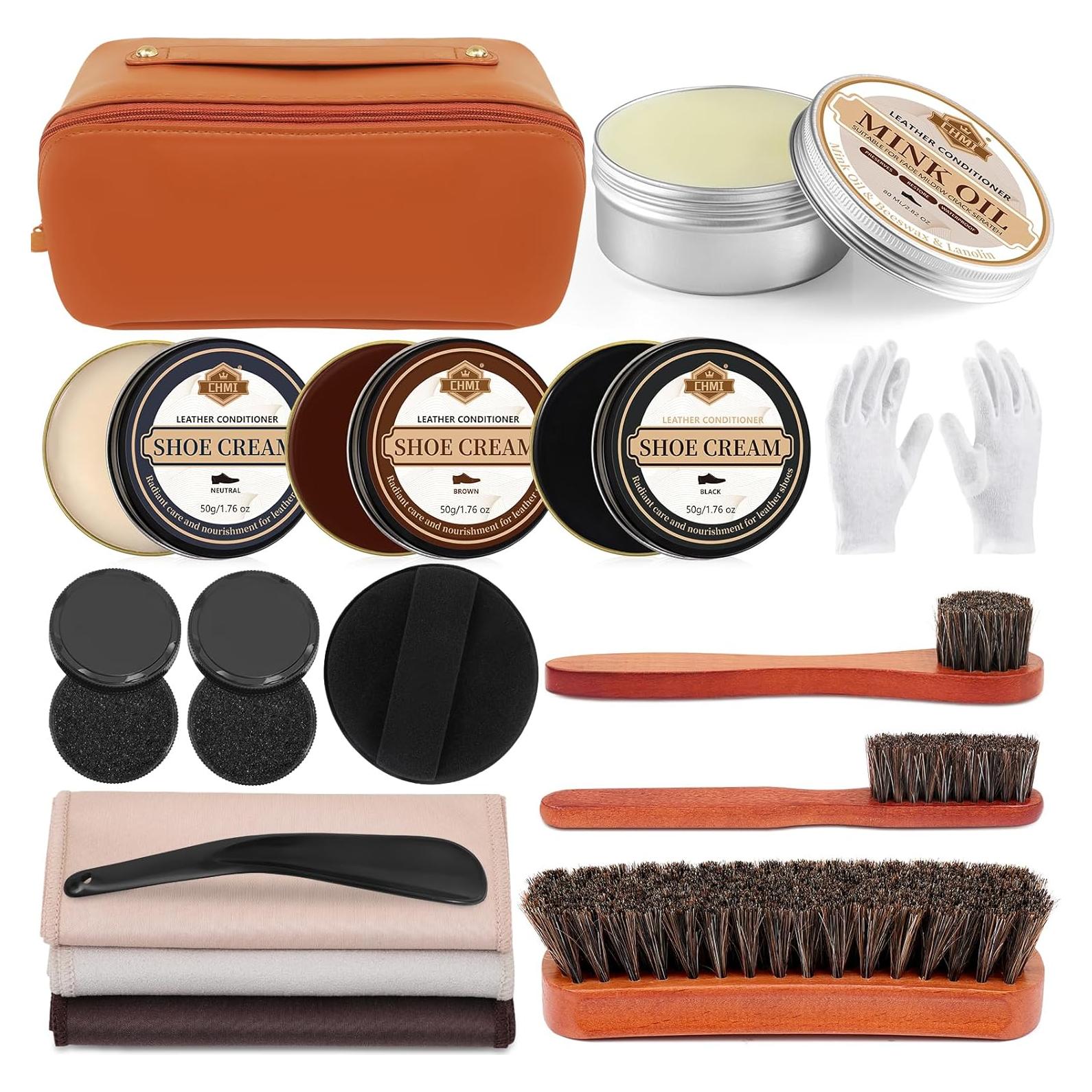 Kit de Cuidado de Zapatos de Cuero 16PCS para Hombres