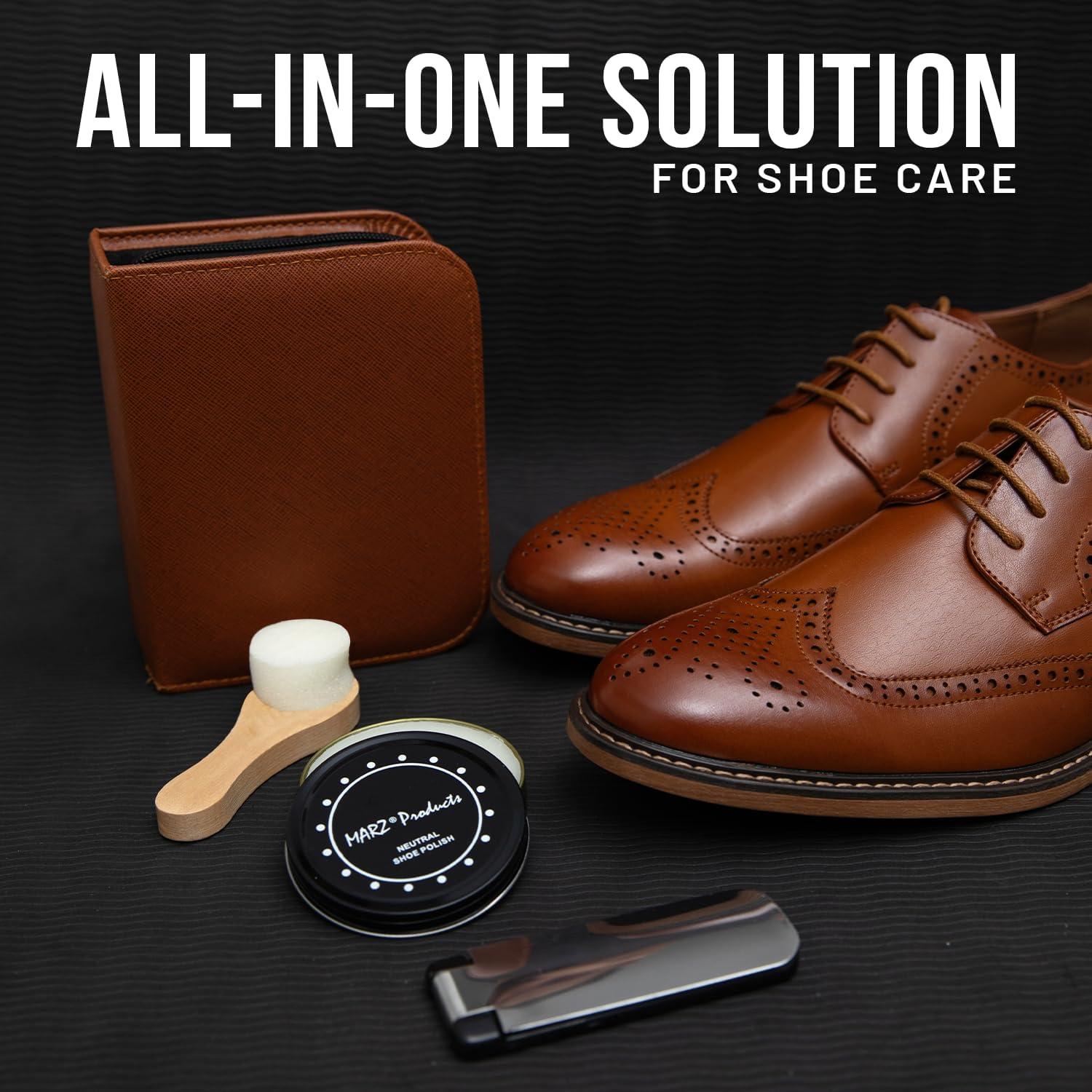 Kit de Cuidado de Zapatos MARZ Deluxe 7 Piezas - Pulimento Negro y Neutral