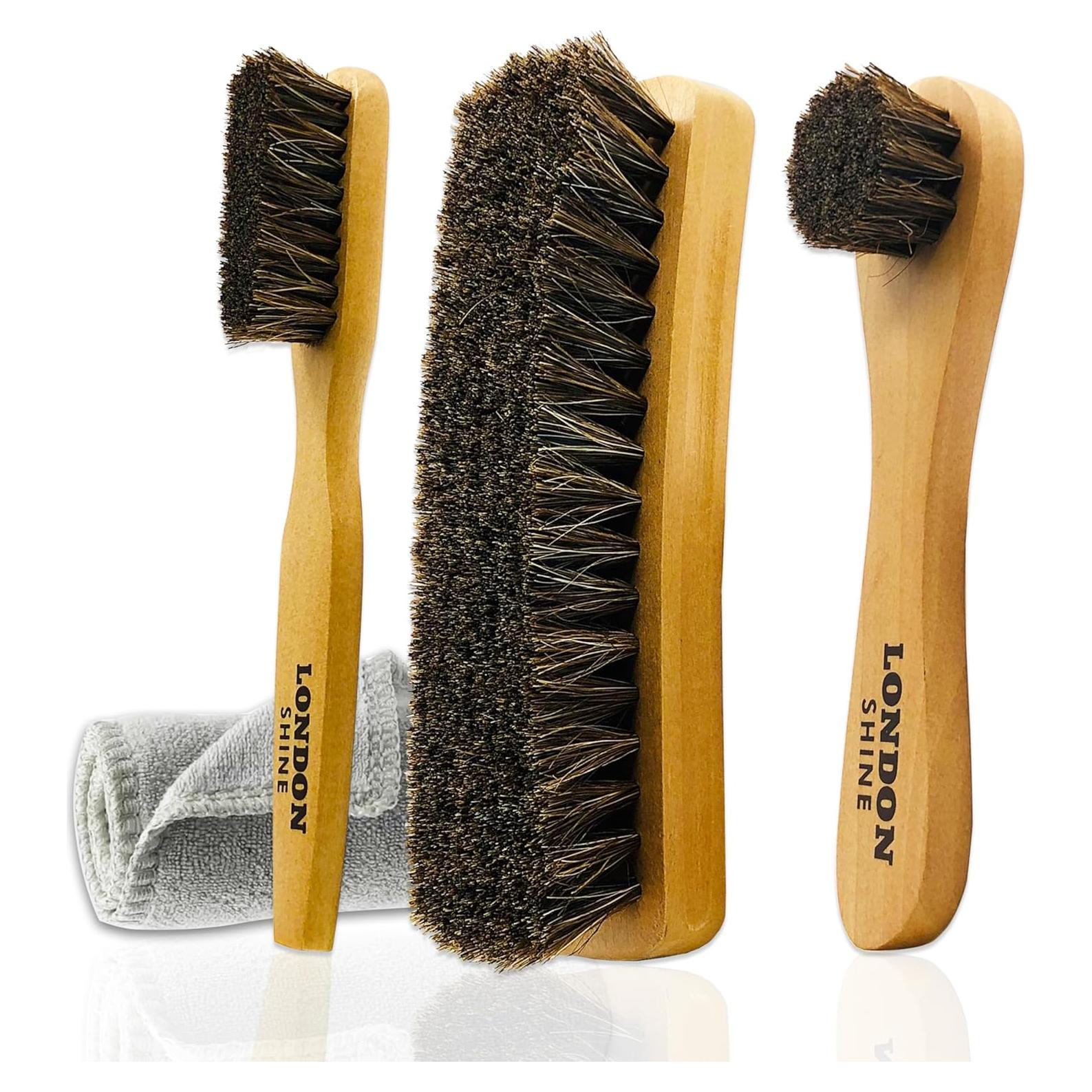 Kit de Cuidado de Zapatos London Shine - 4 Piezas de Pelo de Caballo