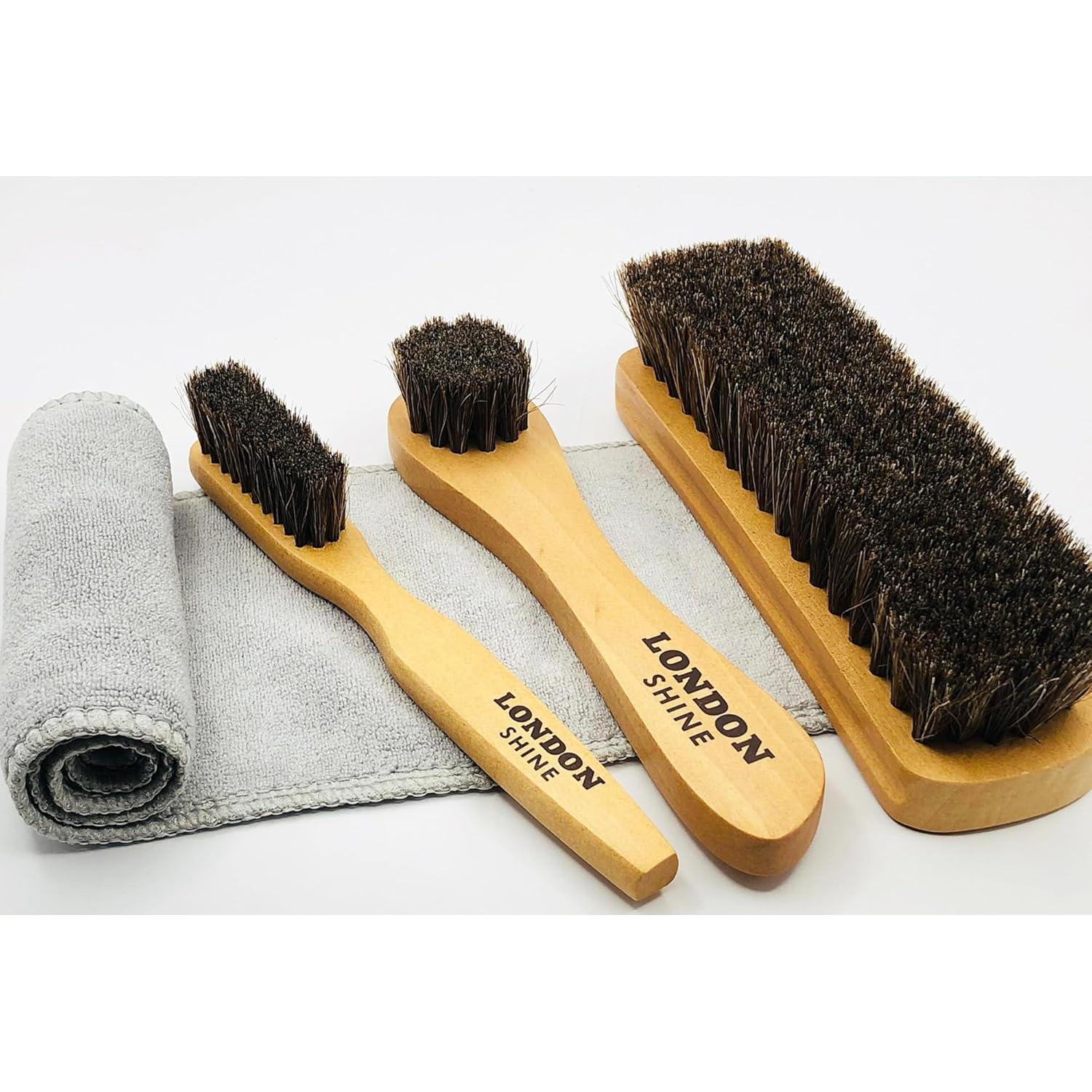 Kit de Cuidado de Zapatos London Shine - 4 Piezas de Pelo de Caballo