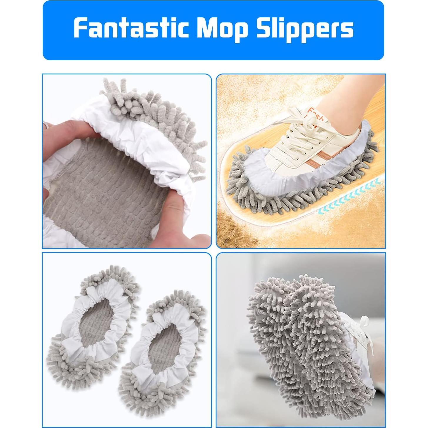 Calcetines de Mopa Reutilizables WellMall 8 Pcs Gris