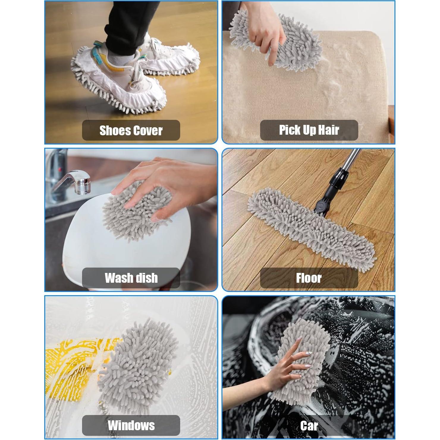 Calcetines de Mopa Reutilizables WellMall 8 Pcs Gris