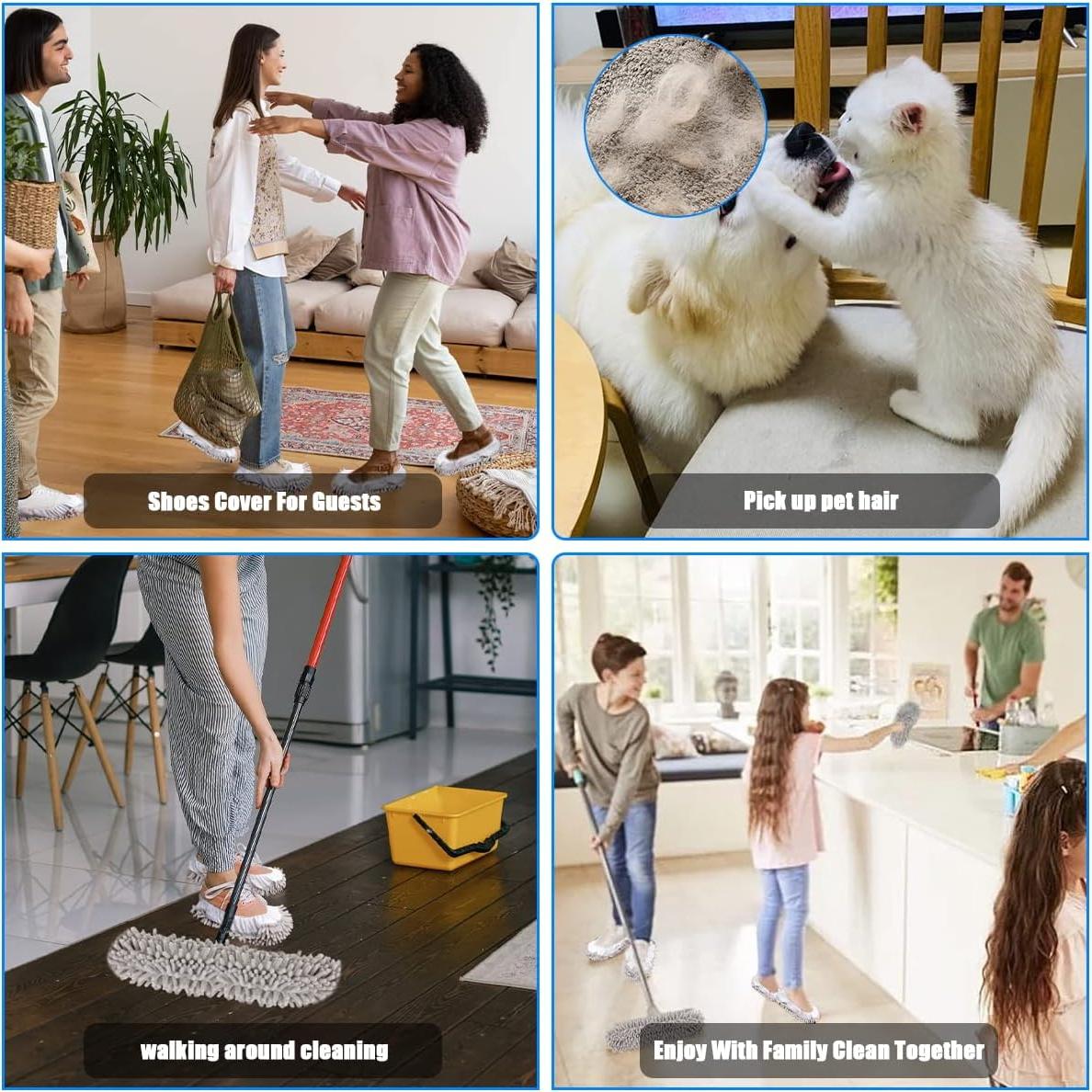 Calcetines de Mopa Reutilizables WellMall 8 Pcs Gris