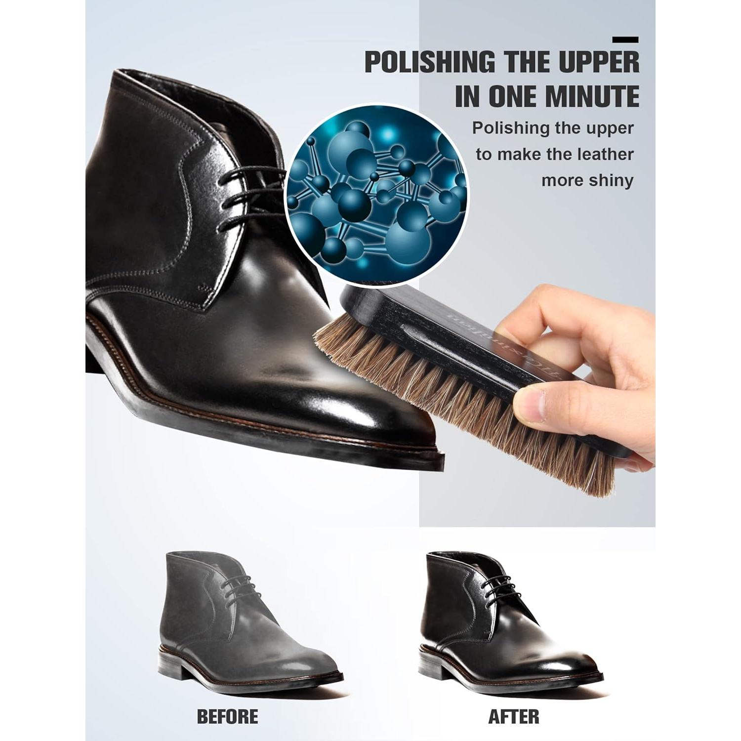 Kit de Cuidado de Zapatos Maximilian 7 Piezas - Brillo de Cuero Negro