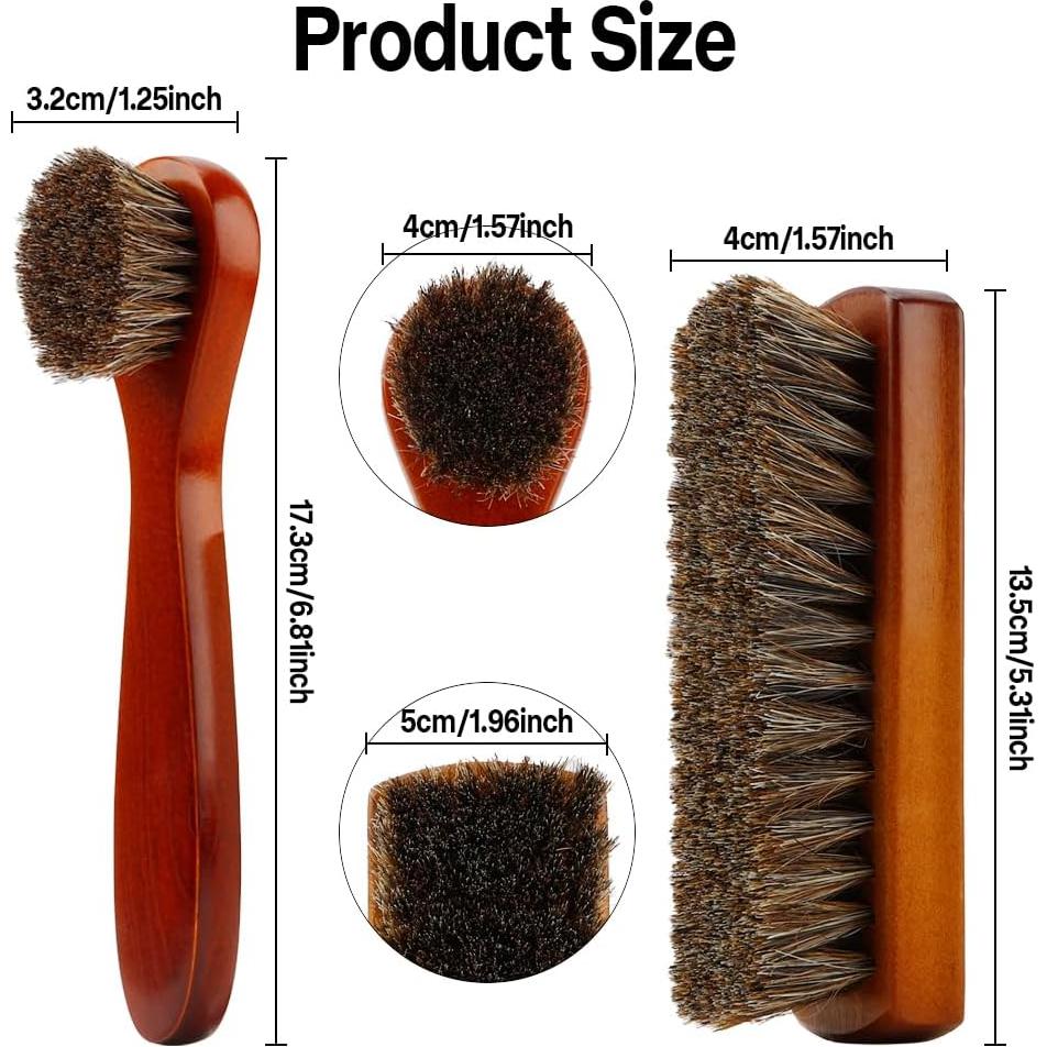 Cepillo de limpieza para zapatos Zanzike - 2 piezas de cerdas de caballo