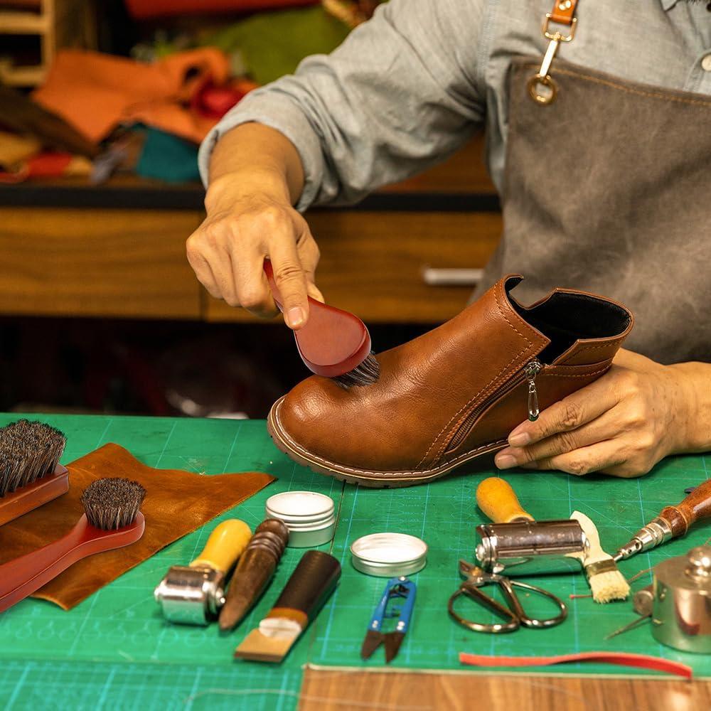 Cepillo de limpieza para zapatos Zanzike - 2 piezas de cerdas de caballo