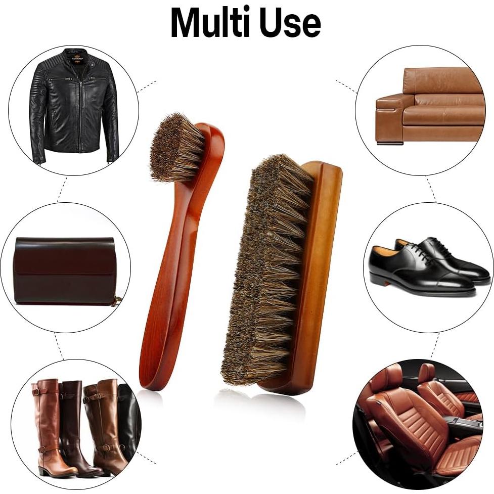 Cepillo de limpieza para zapatos Zanzike - 2 piezas de cerdas de caballo