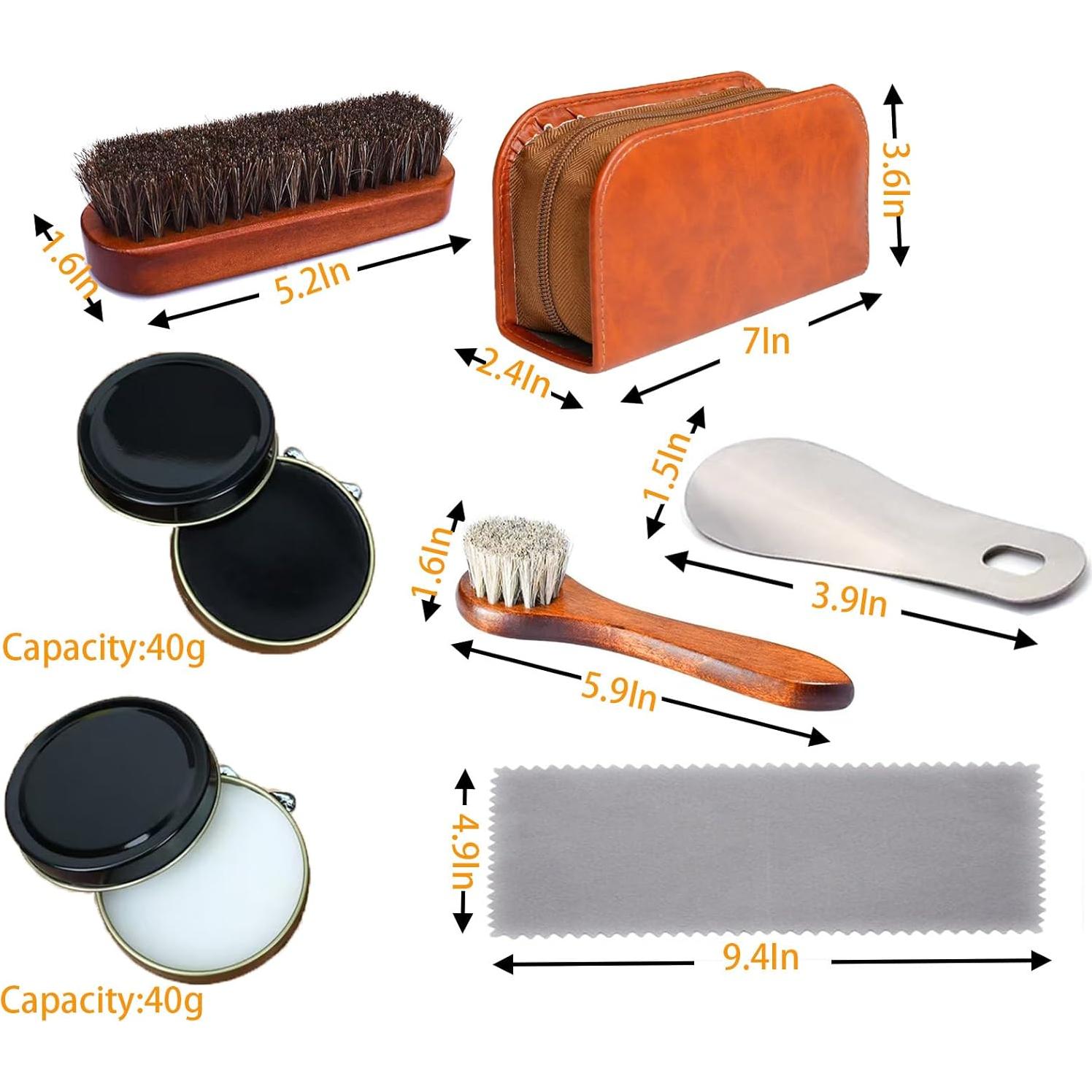 Kit de Cuidado de Zapatos de Cuero 7 Piezas con Betún