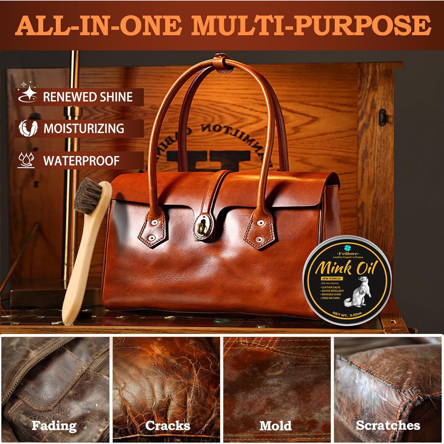 Acondicionador y Limpiador de Cuero Feilove 3.52 oz 4 en 1