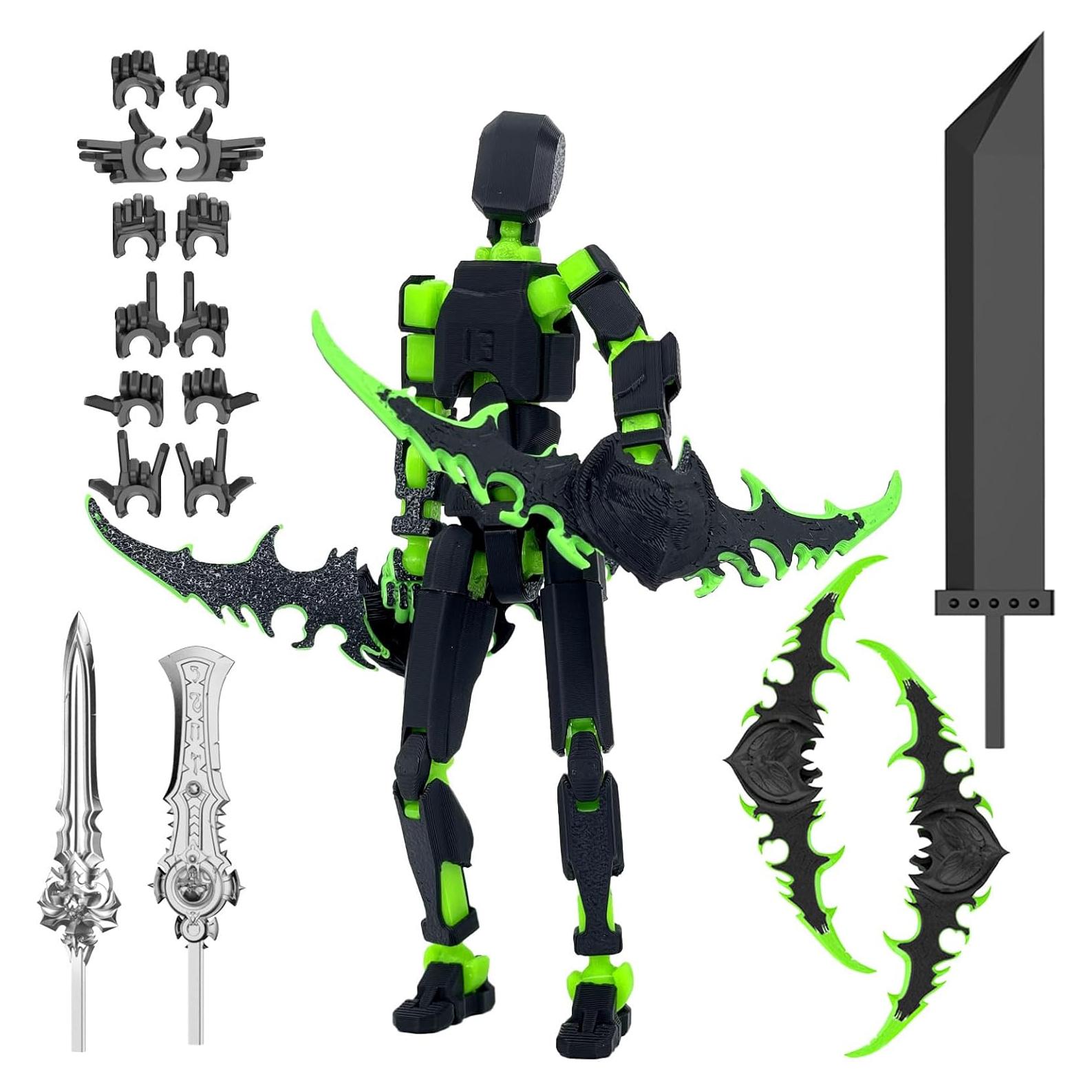 Figura de Acción Robot T13 Articulada 3D Qoopower Negro Verde