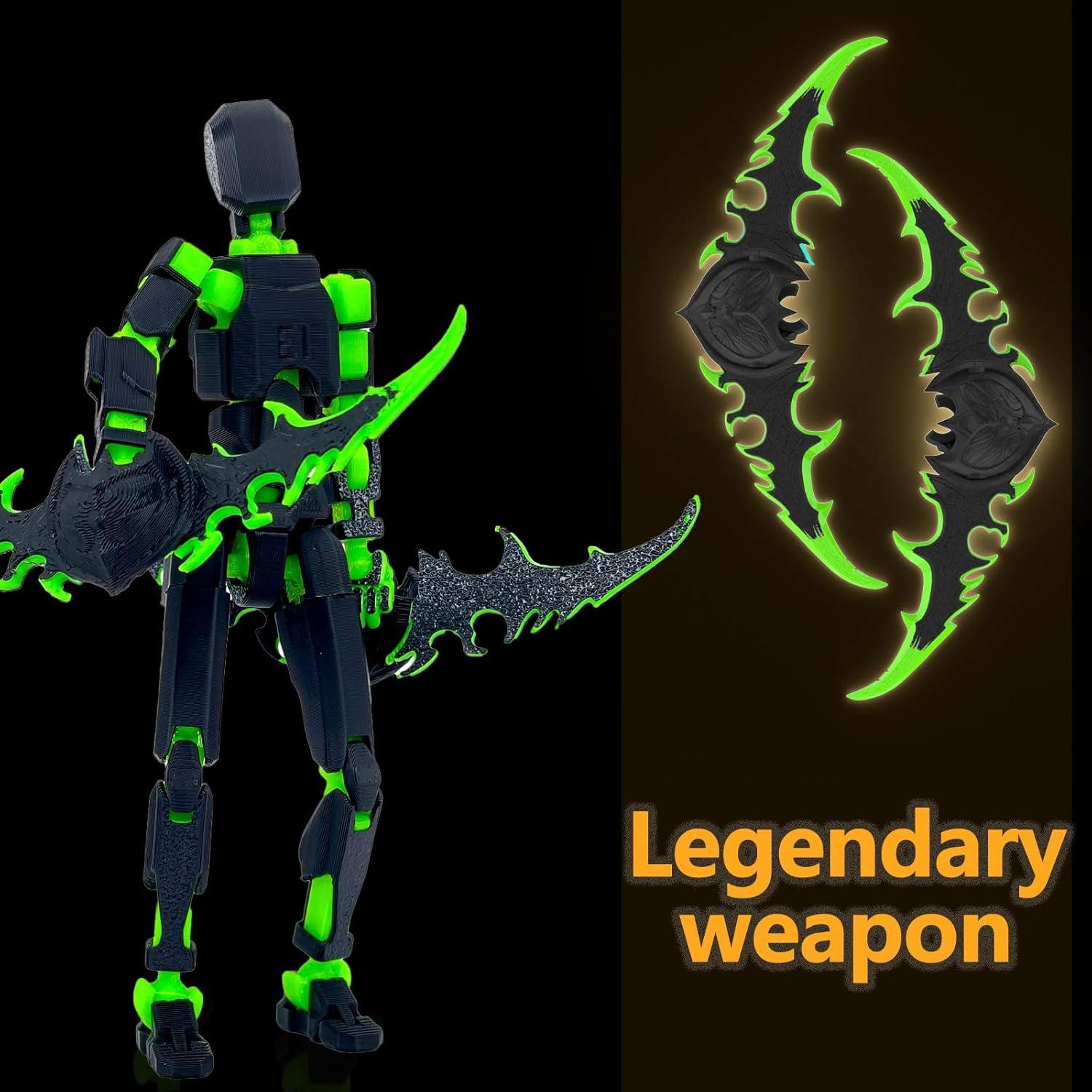 Figura de Acción Robot T13 Articulada 3D Qoopower Negro Verde